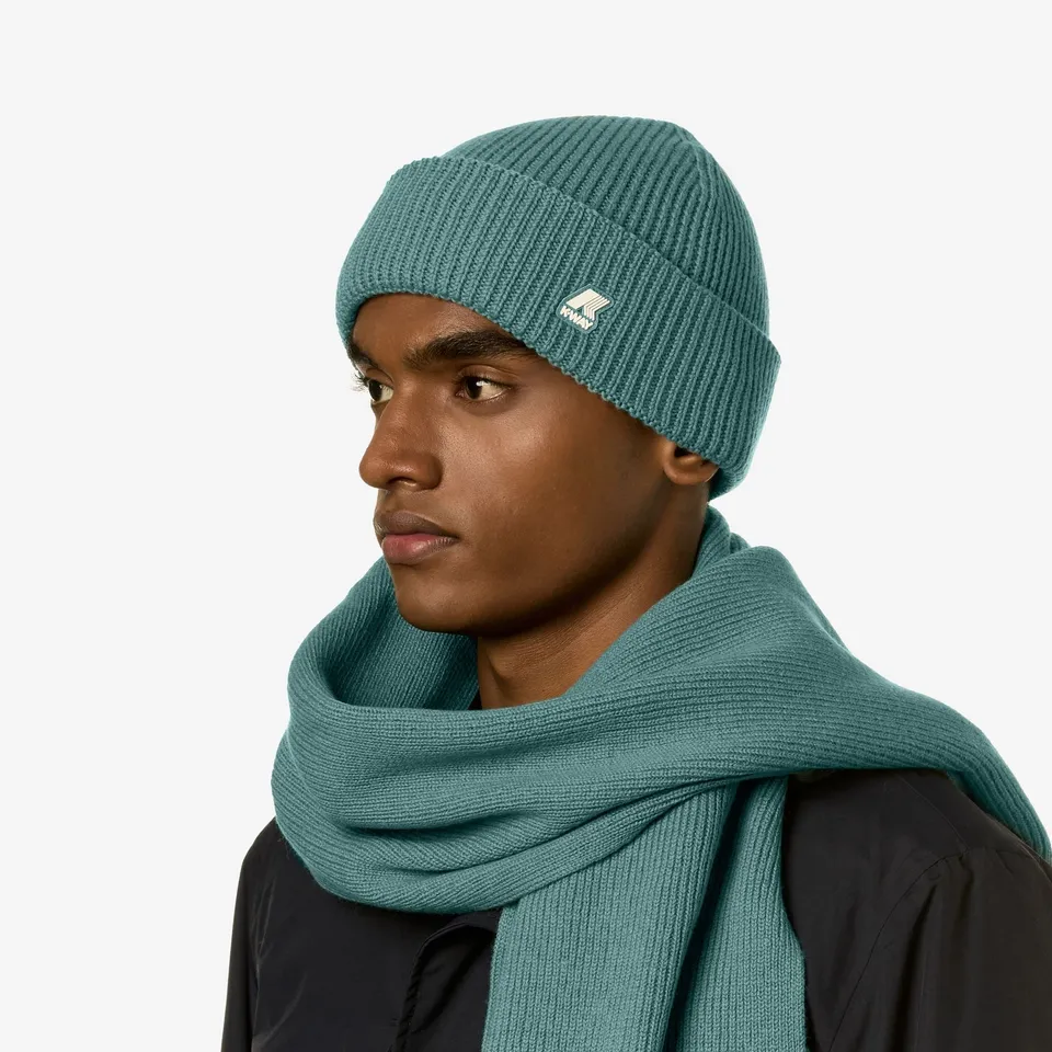 k-way-brice-cardigan-stitch-wool-bonnet-unisexe-green-acquamarina image 1
