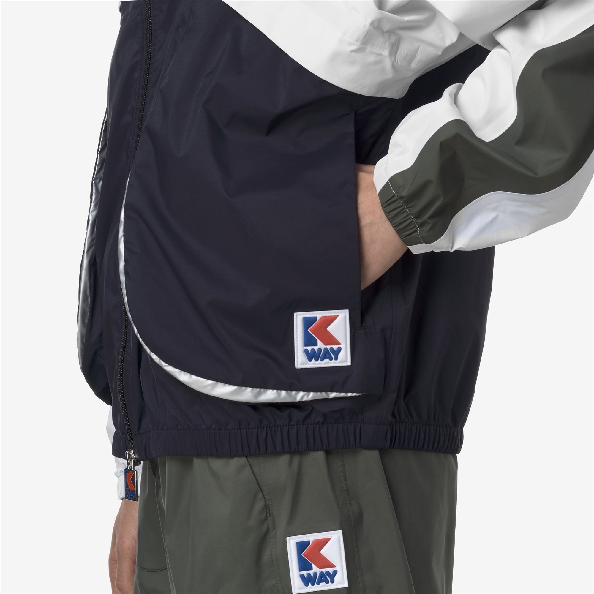 k-way-7002-full-zip-veste-courte-unisexe-blue-white-green image 4