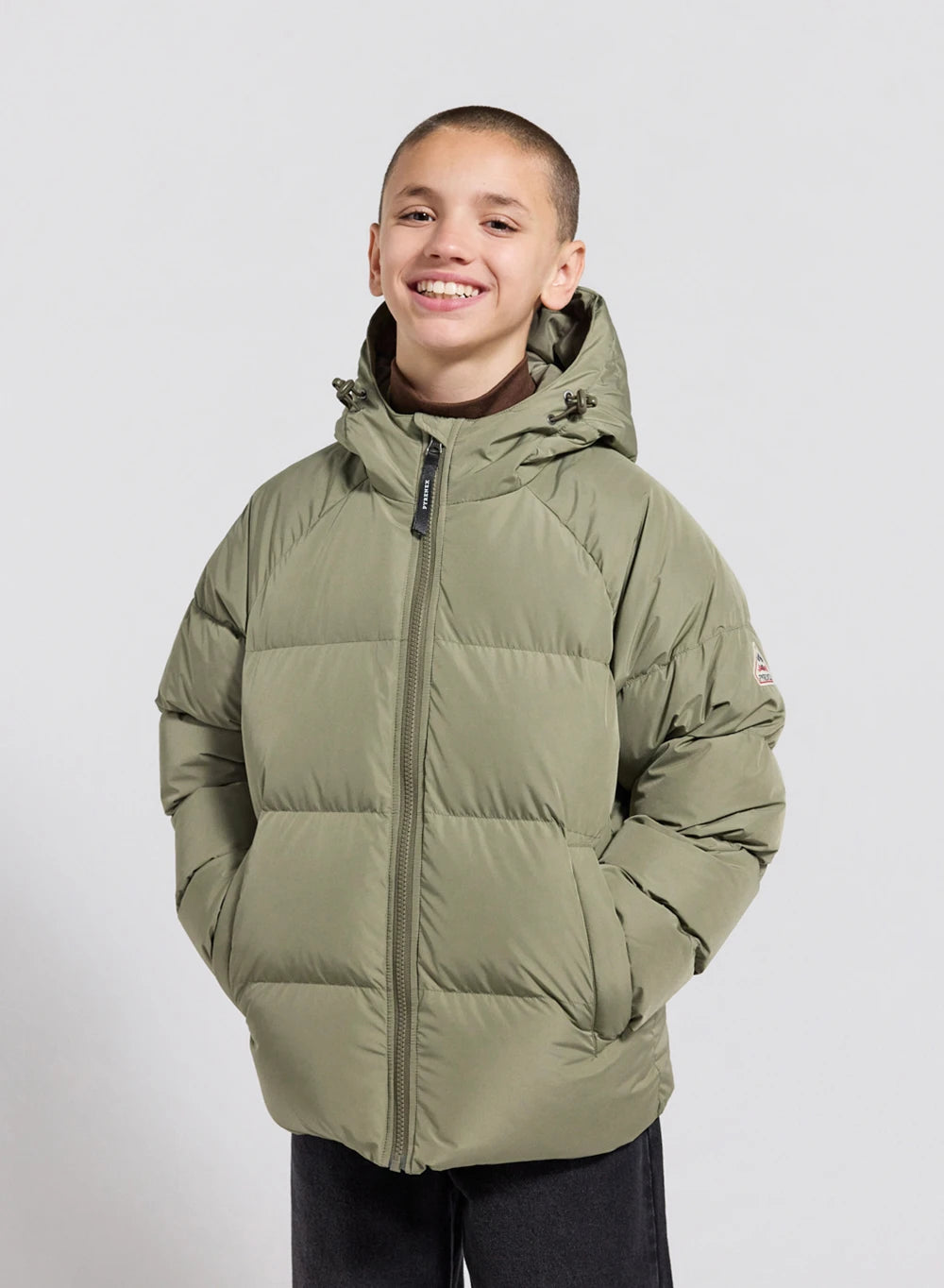 pyrenex-sten-smooth-doudoune-enfant-unisexe-capuche-kaki-clair image 1