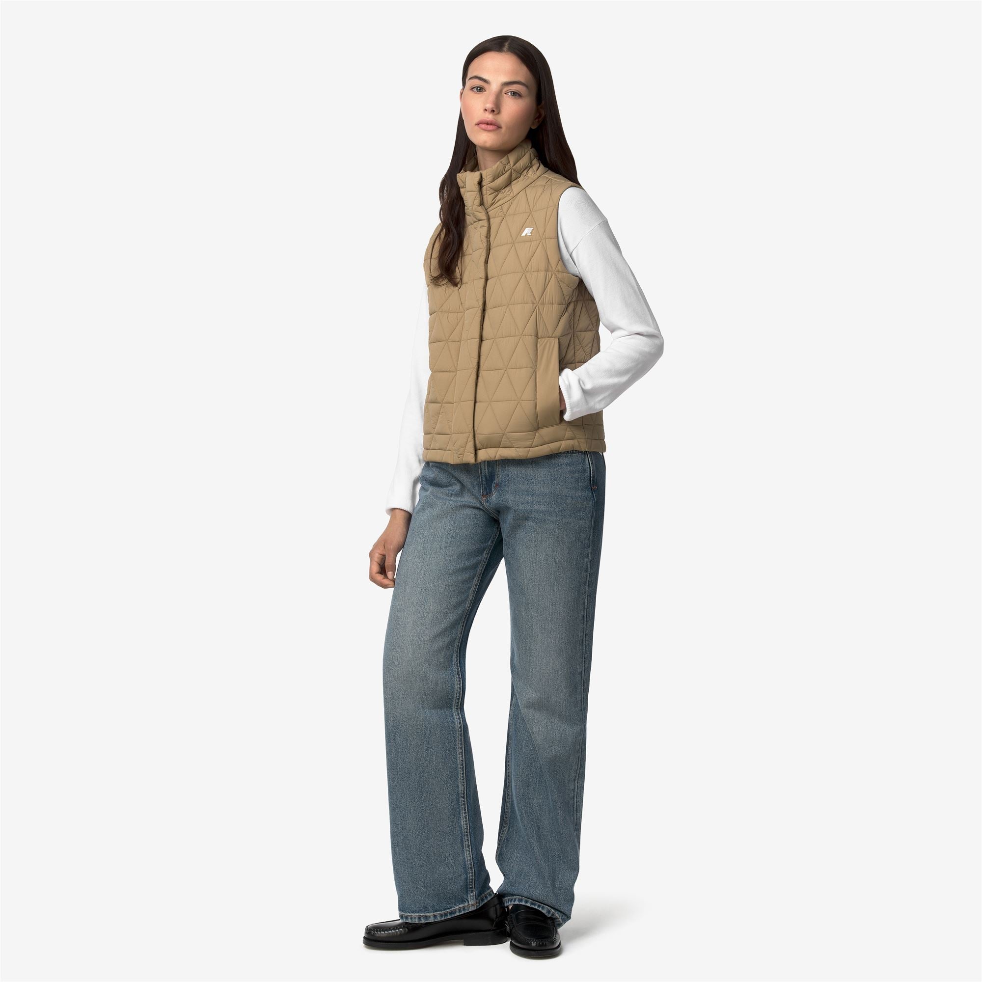 k-way-satine-diamond-quilted-warm-gilet-femme-beige-khaki image 4