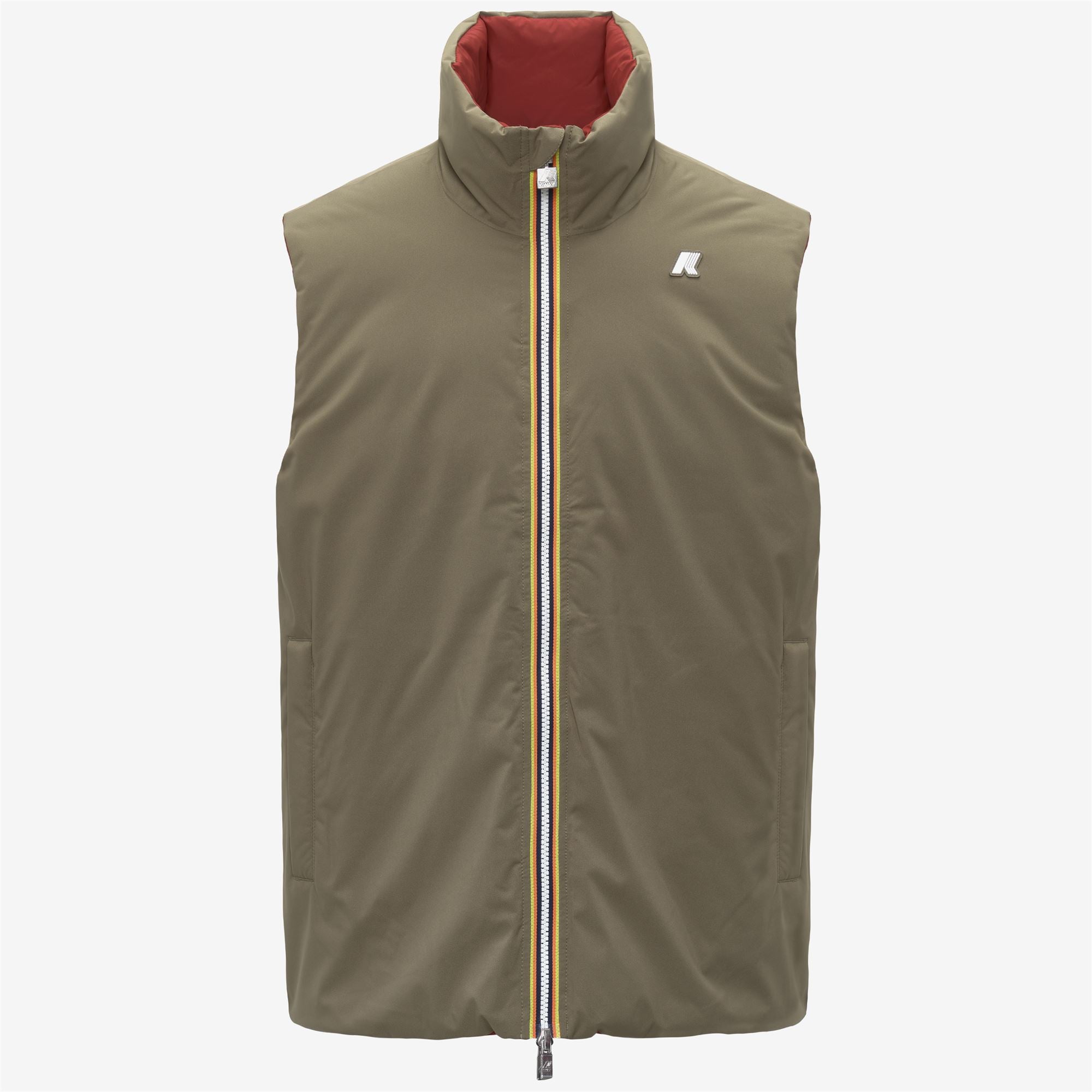 k-way-valen-st-thermo-double-gilet-homme-green-army-red-dk-chili image 4