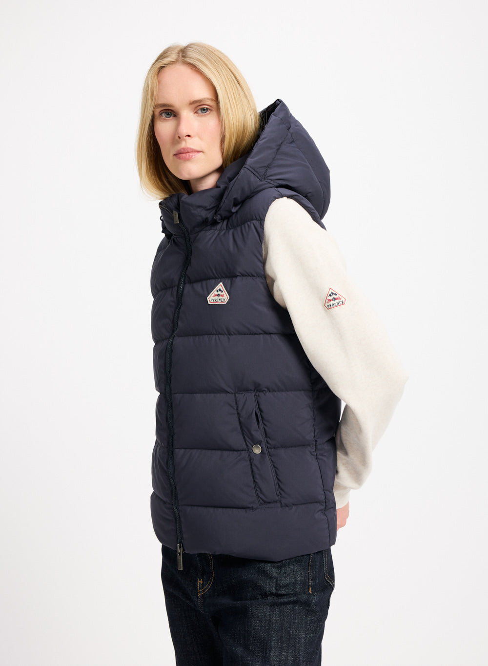 pyrenex-spoutnic-doudoune-sans-manches-femme-capuche-amovible-bleu-fonc image 3