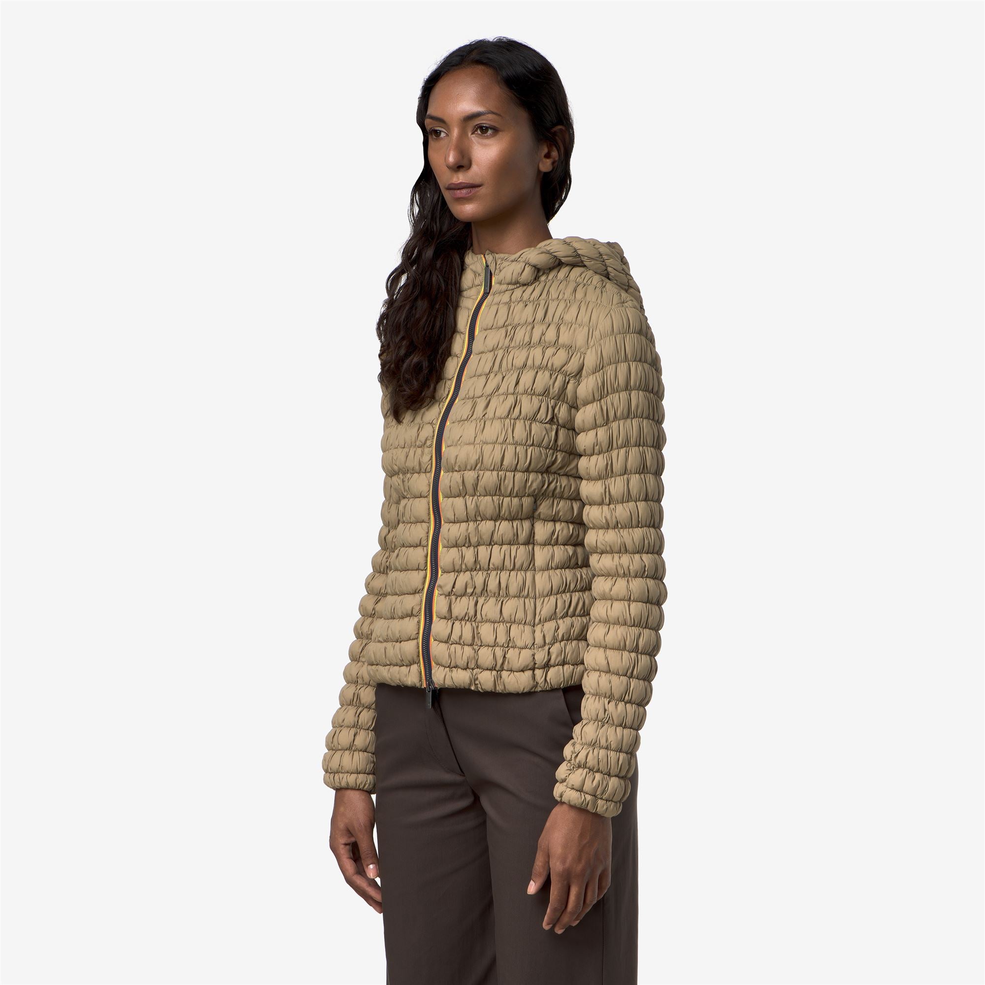 k-way-shyda-tech-warm-veste-court-femme-beige-khaki image 2