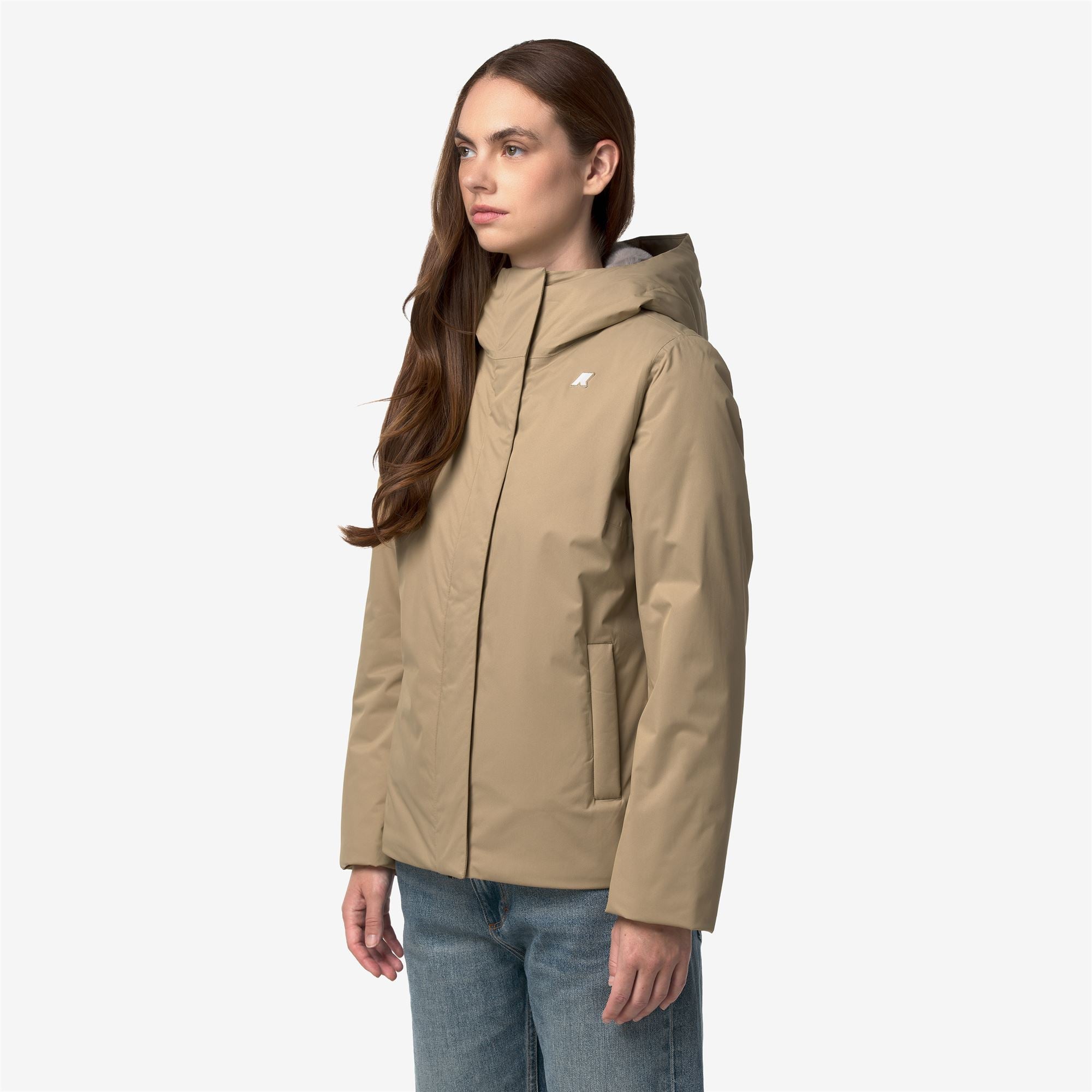 k-way-lil-twill-soft-beaver-veste-courte-femme-beige-khaki-grey-warm image 2