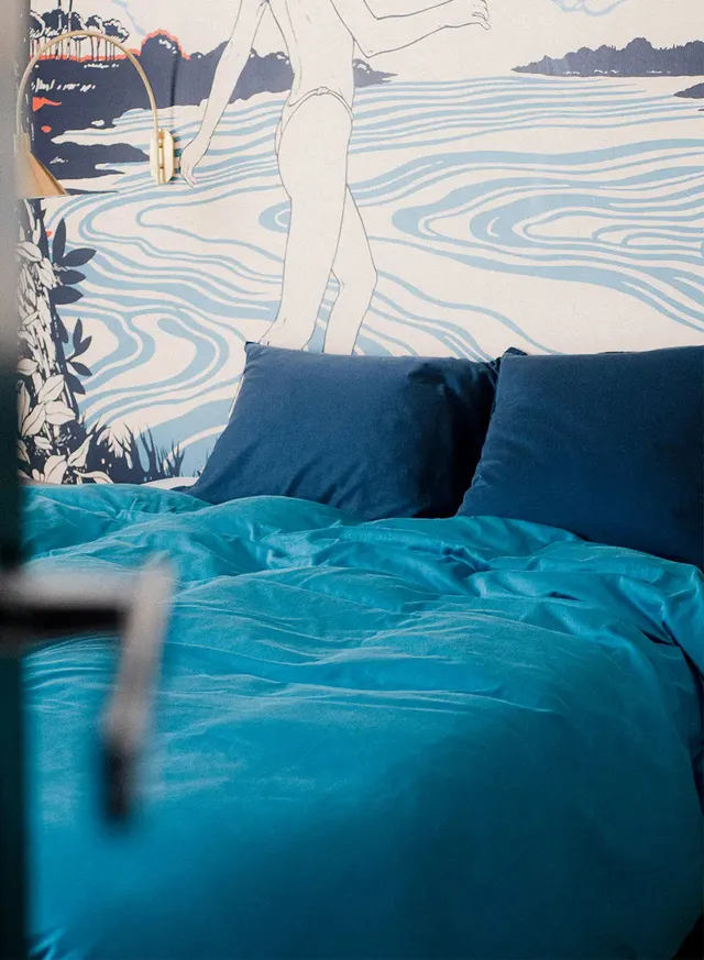pyrenex-lily-bleu-paon-housse-de-couette-coton-bio-et-tencel-lyocell image 1