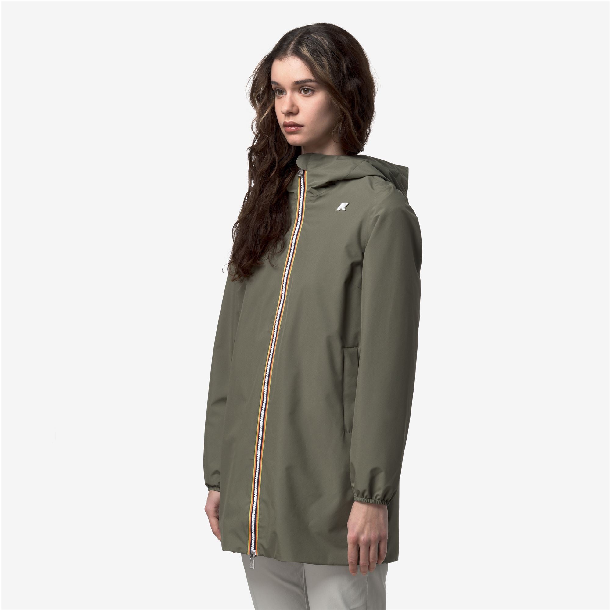 k-way-sophie-stretch-poly-jersey-veste-mi-longue-femme-green-lichen image 2