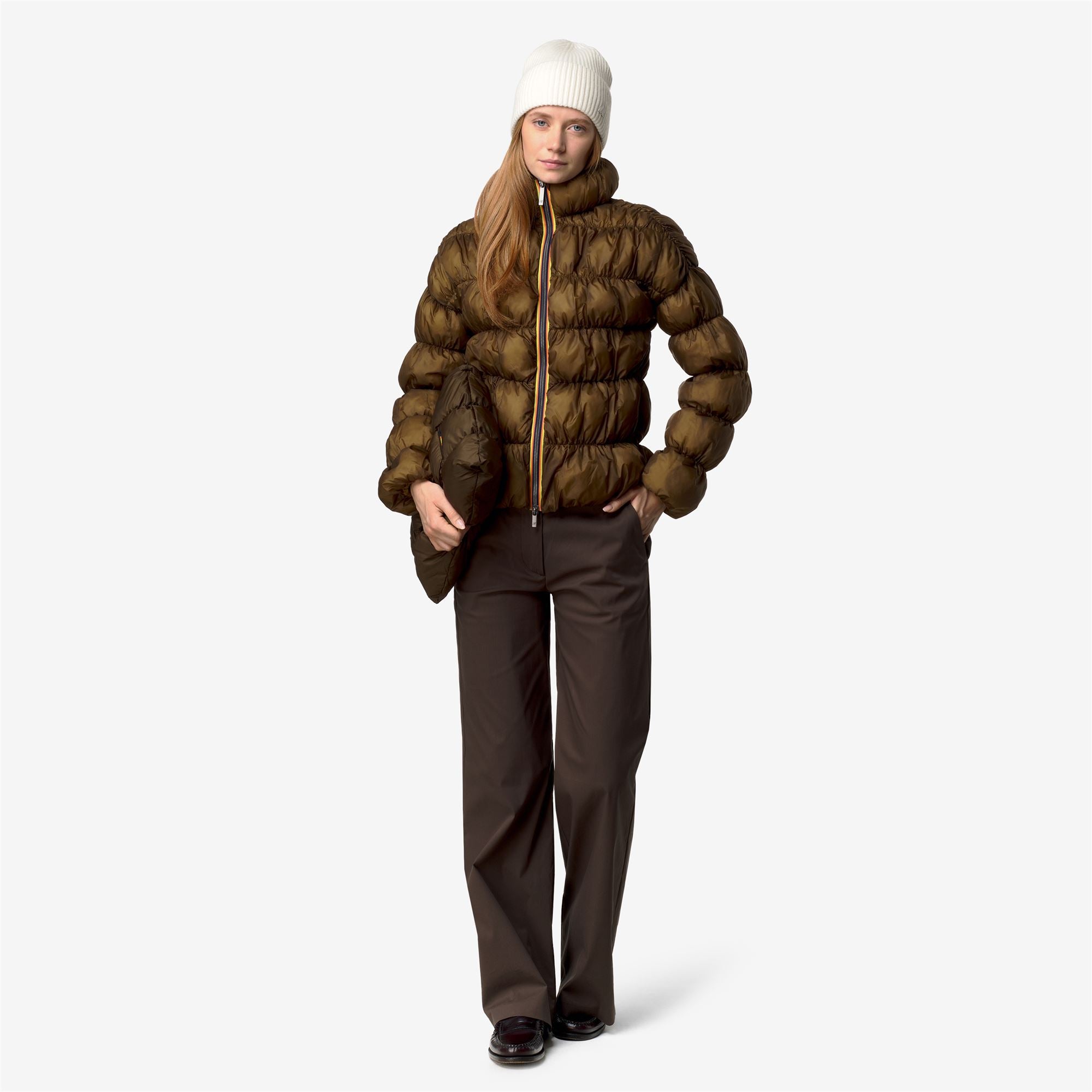 k-way-frayn-maxi-ruffles-veste-courte-femme-brown image 4