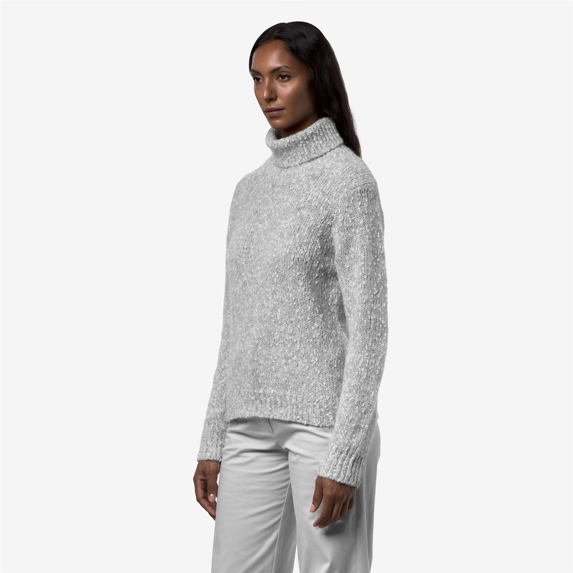 k-way-corine-coccola-yarn-pull-col-roul-femme-grey-white image 2