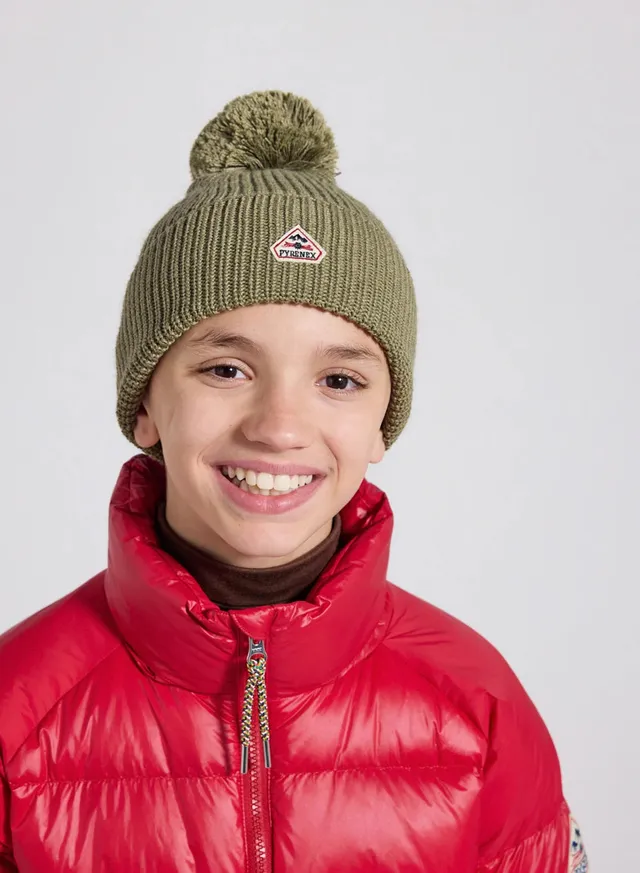 pyrenex-eki-bonnet-enfant-pompon-kaki-laine-m-rinos image 1