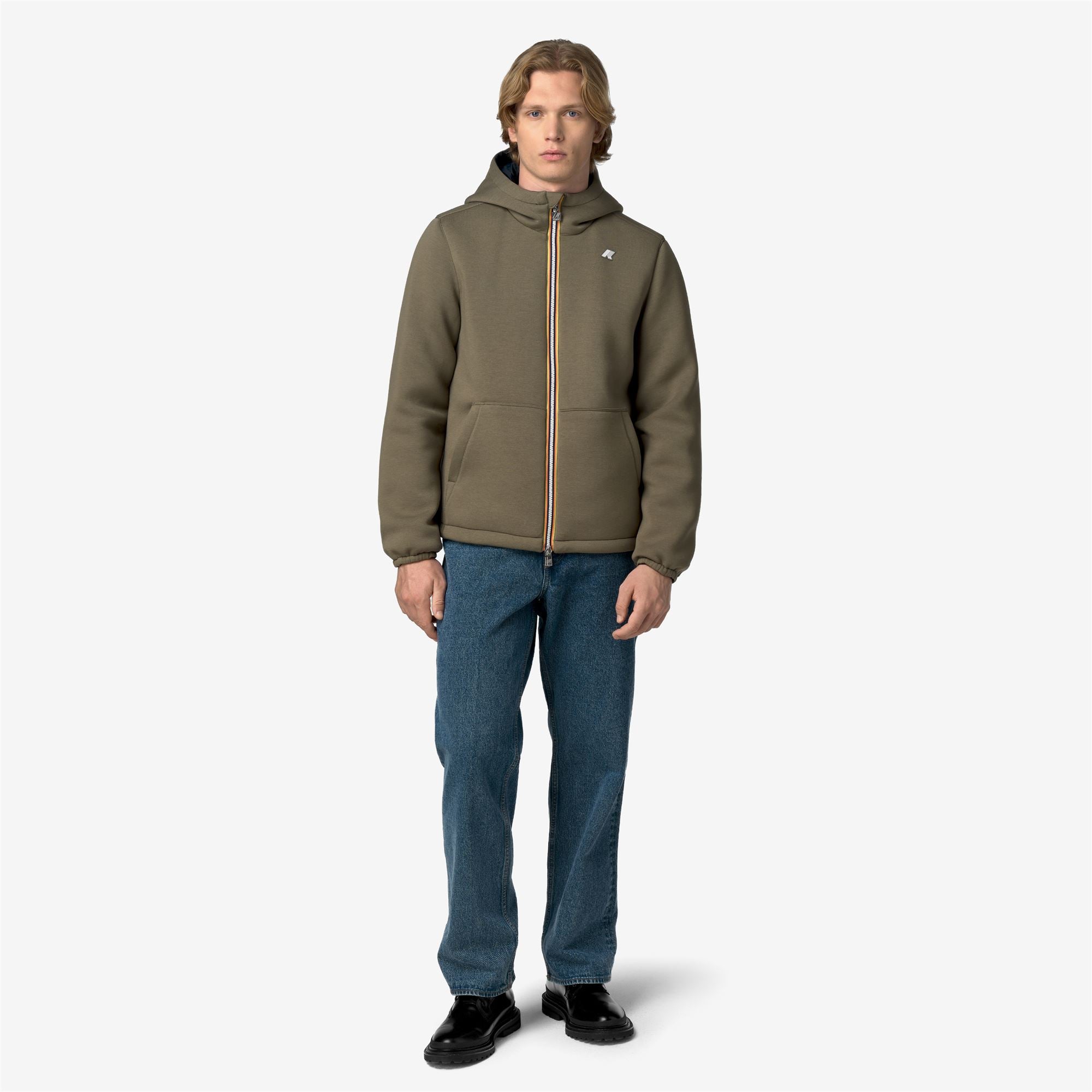 k-way-jack-spacer-nylon-double-veste-courte-homme-green-army-blue-depth image 4