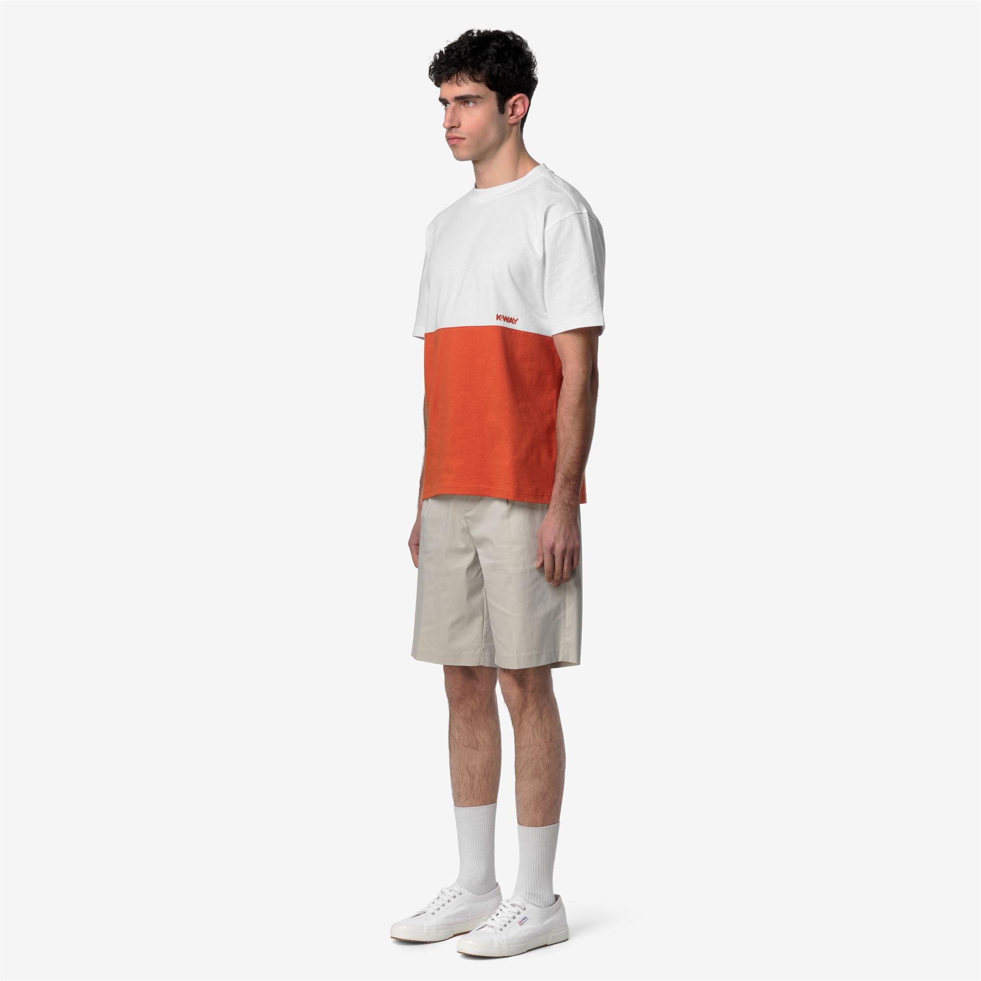 k-way-solo-jersey-colorblock-t-shirt-homme-orange-brownish-white image 2