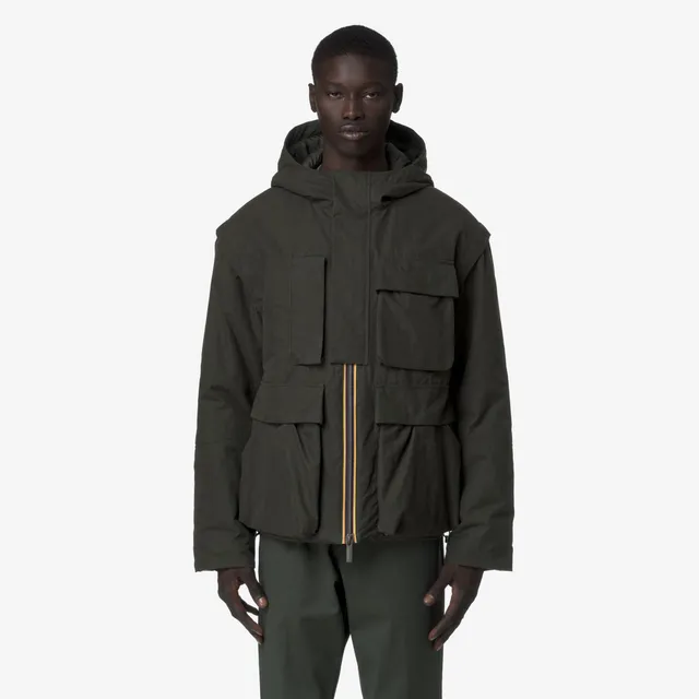 k-way-guillermo-cotton-feel-parka-court-homme-green-blackish-combo image 1