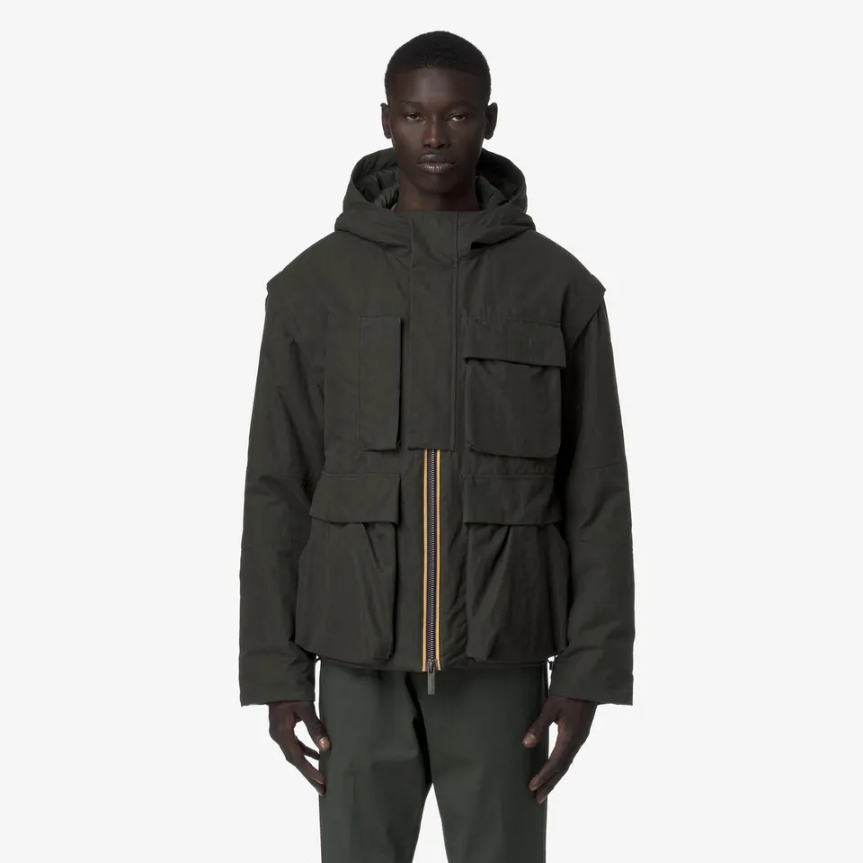 k-way-guillermo-cotton-feel-parka-court-homme-green-blackish-combo image 1