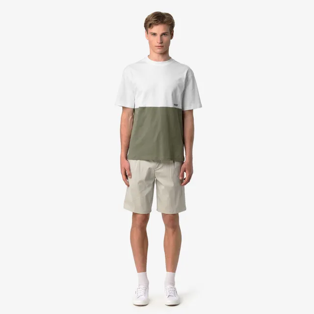 k-way-solo-jersey-colorblock-t-shirt-homme-green-lichen-white image 1