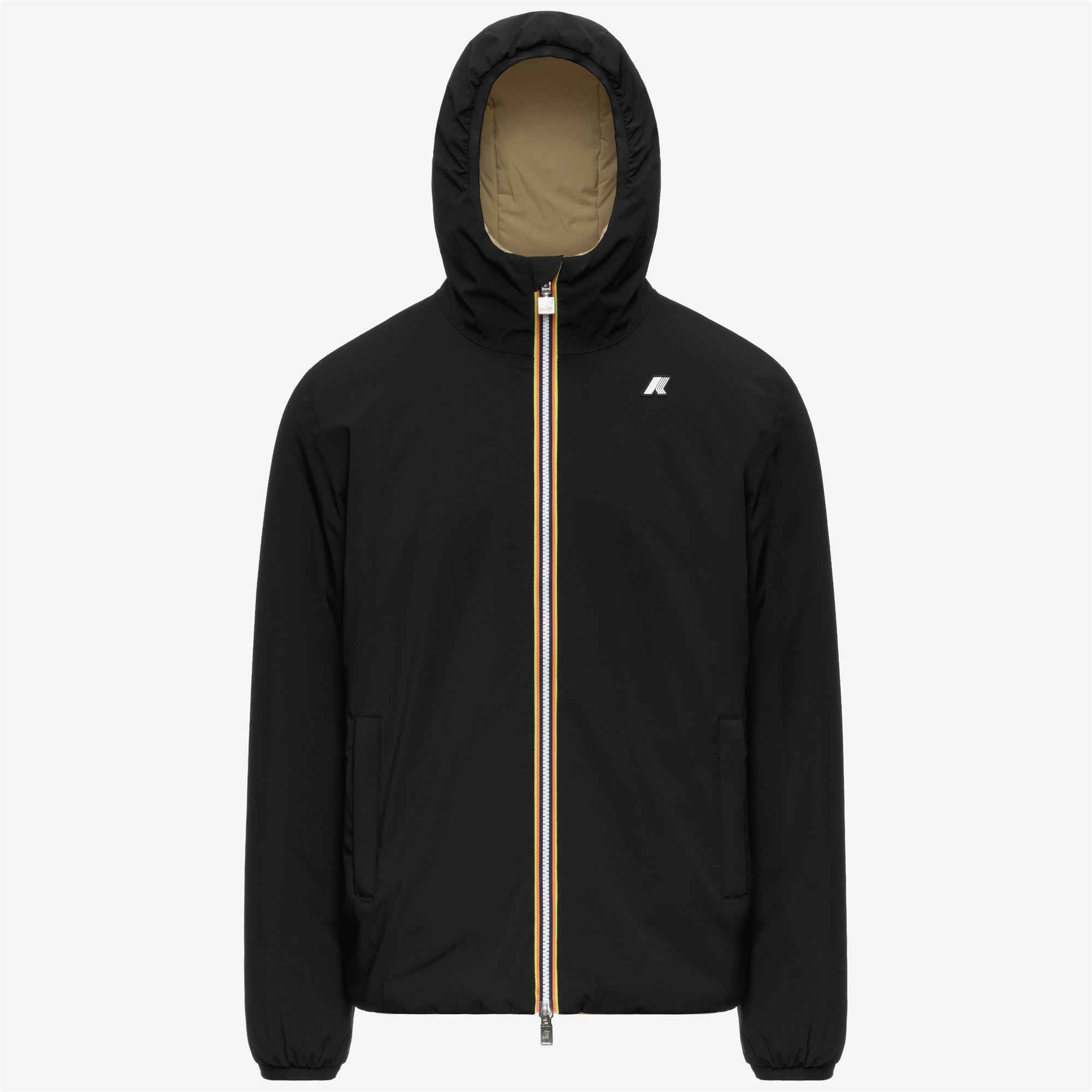 k-way-jack-st-warm-double-veste-court-r-versible-homme-black-pure-beige-khaki image 5