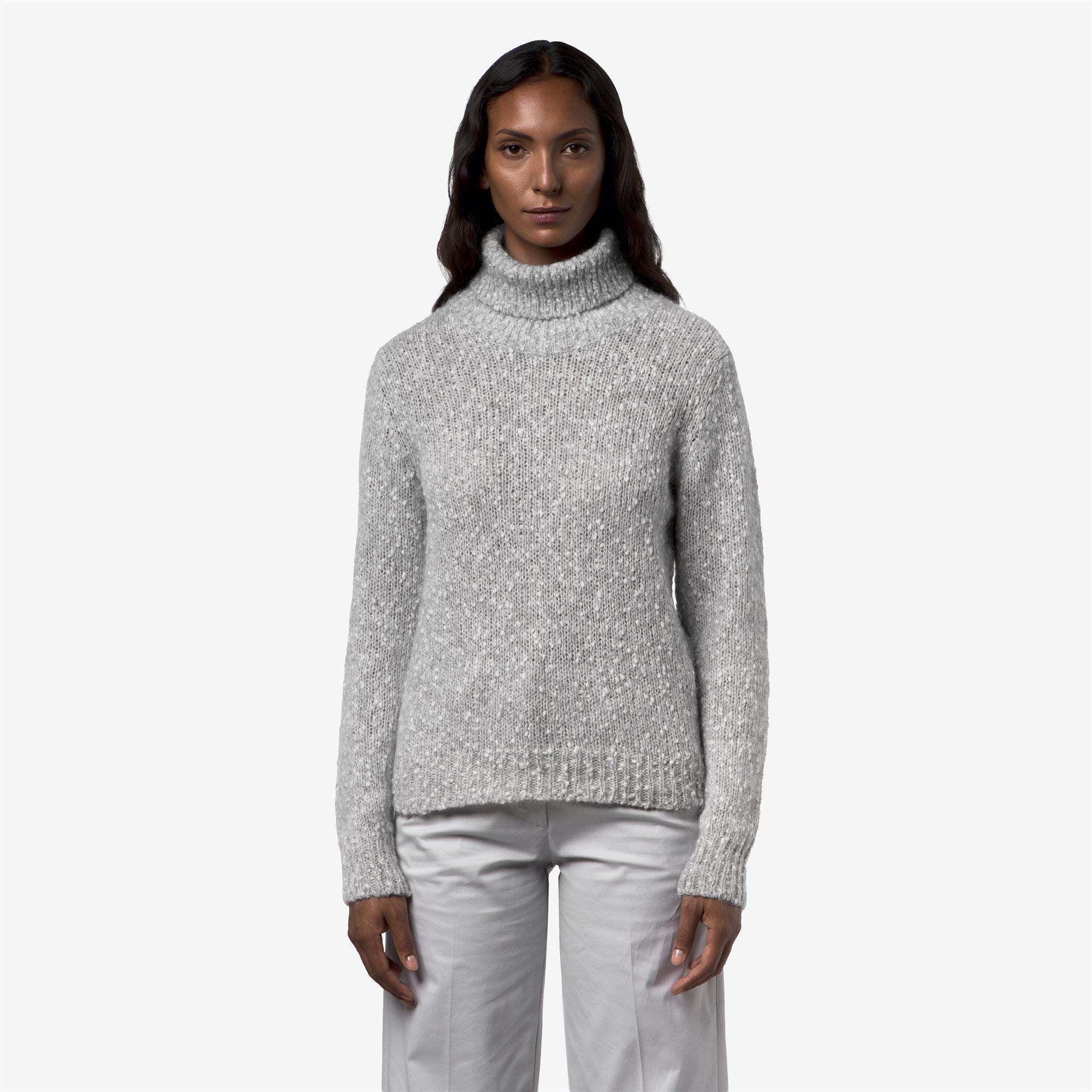 k-way-corine-coccola-yarn-pull-col-roul-femme-grey-white image 1