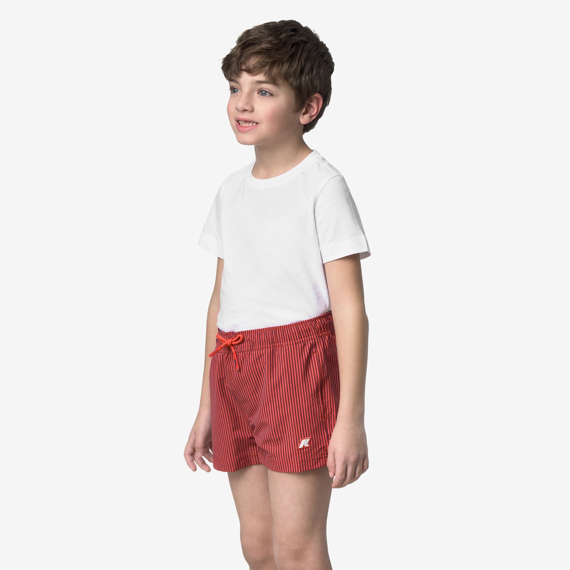 k-way-p-hazel-stripes-beach-short-de-bain-gar-on-blue-insignia-red-poppy image 2