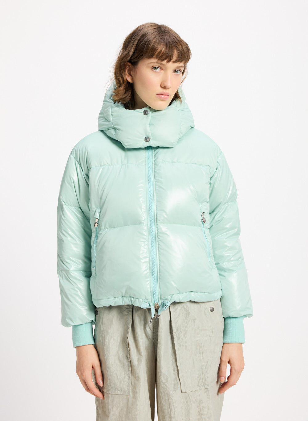 pyrenex-altic-doudoune-courte-femme-capuche-vert-d-eau image 1