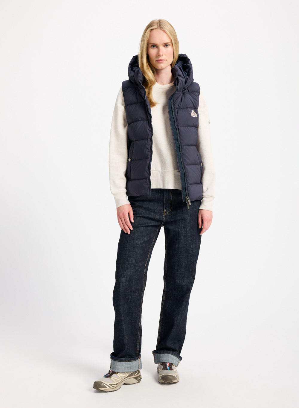 pyrenex-spoutnic-doudoune-sans-manches-femme-capuche-amovible-bleu-fonc image 2