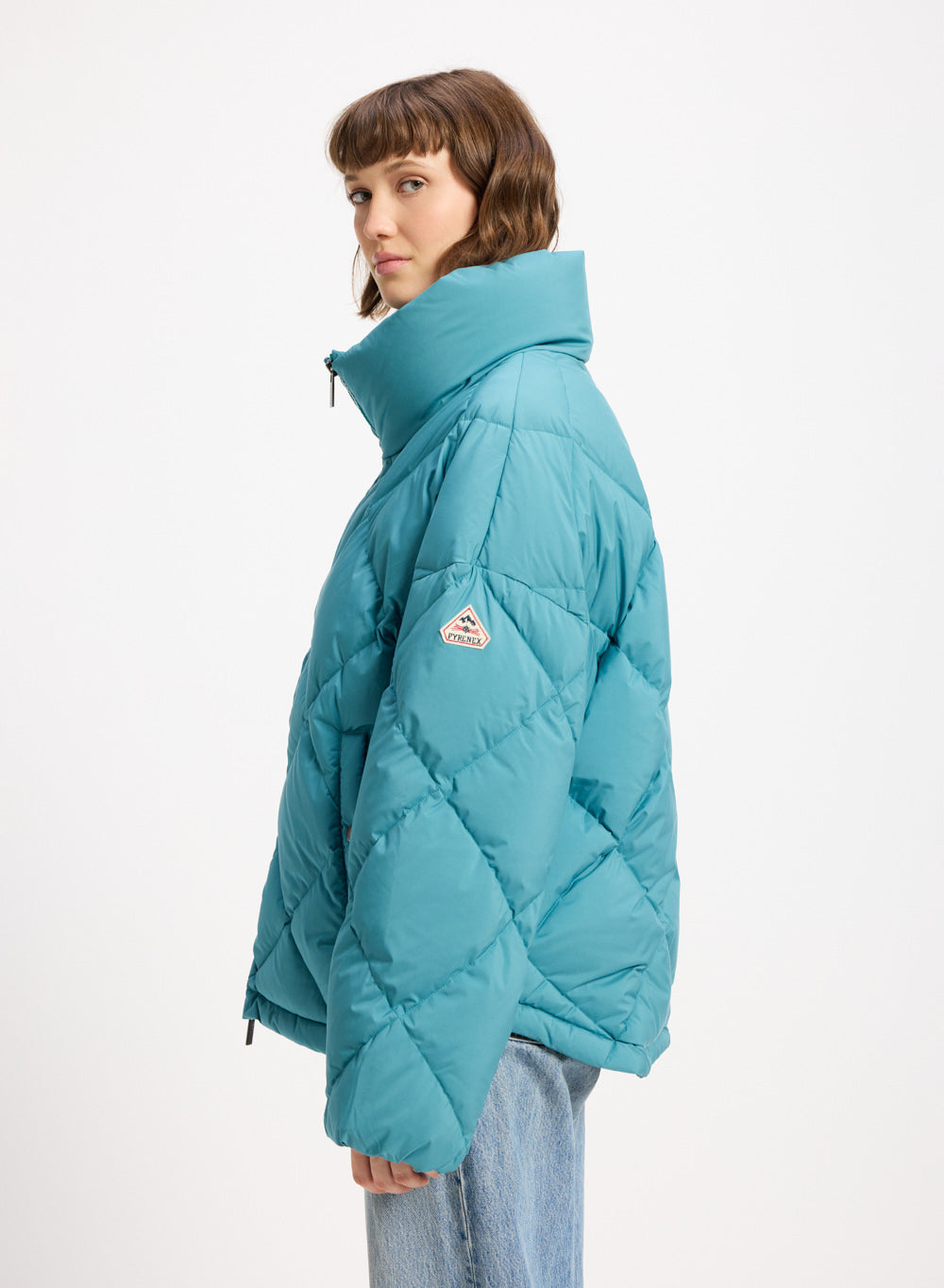 pyrenex-adele-doudoune-oversize-femme-col-enveloppant-turquoise image 3