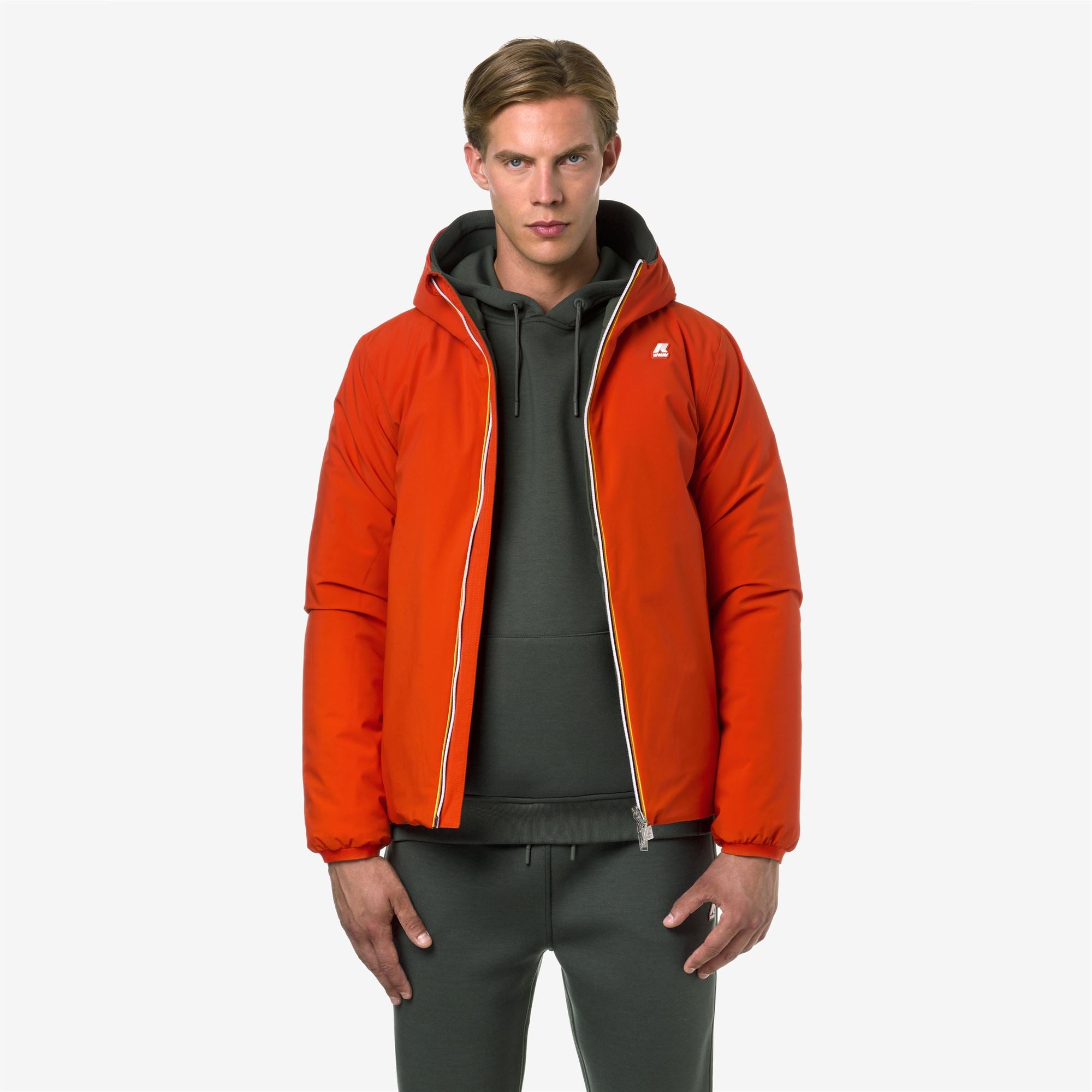k-way-jack-st-warm-double-veste-courte-homme-orange-p-green-b image 1
