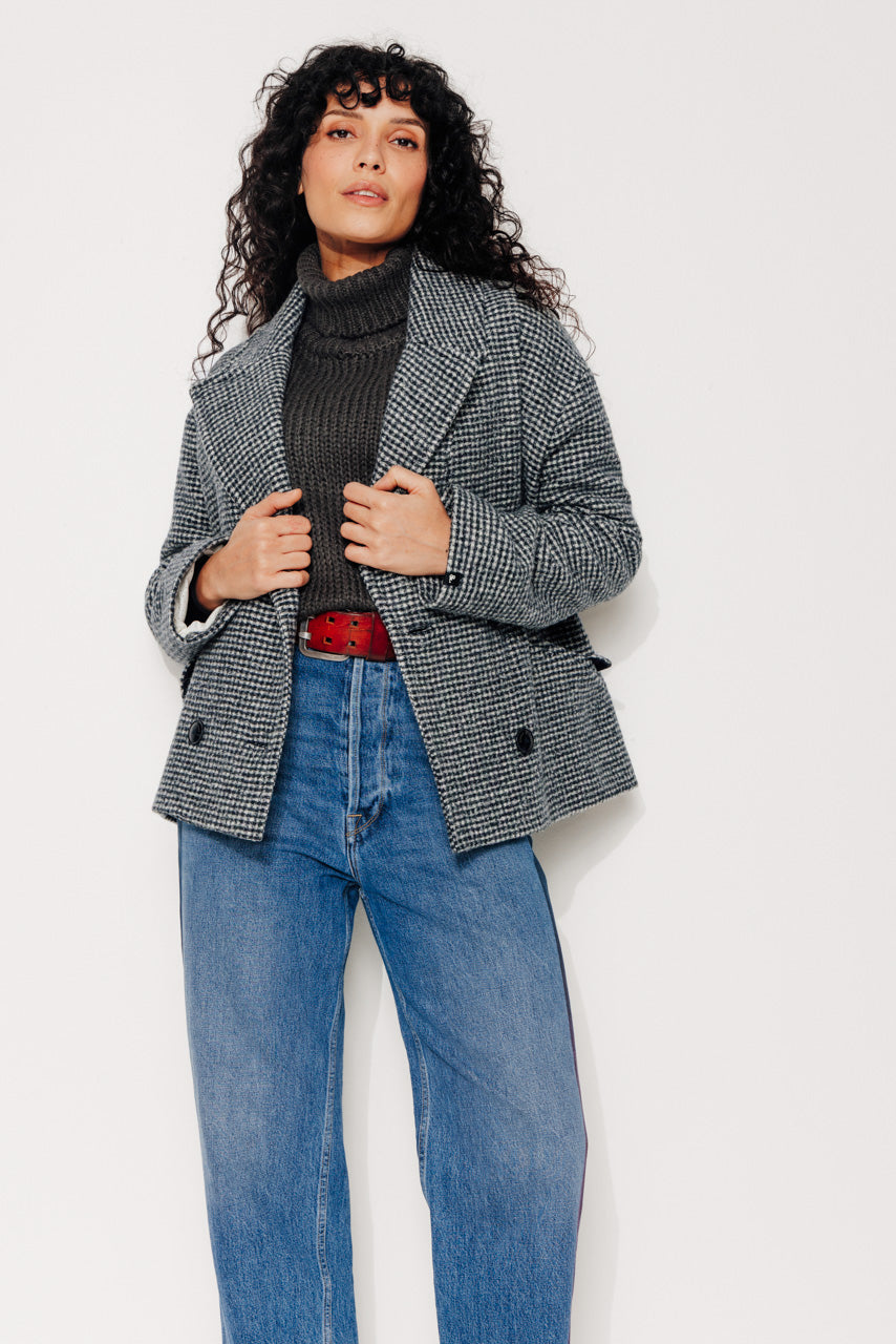 trench-coat-murier-manteau-court-oversize-esprit-caban-en-laine-vierge-vichy-gri image 2