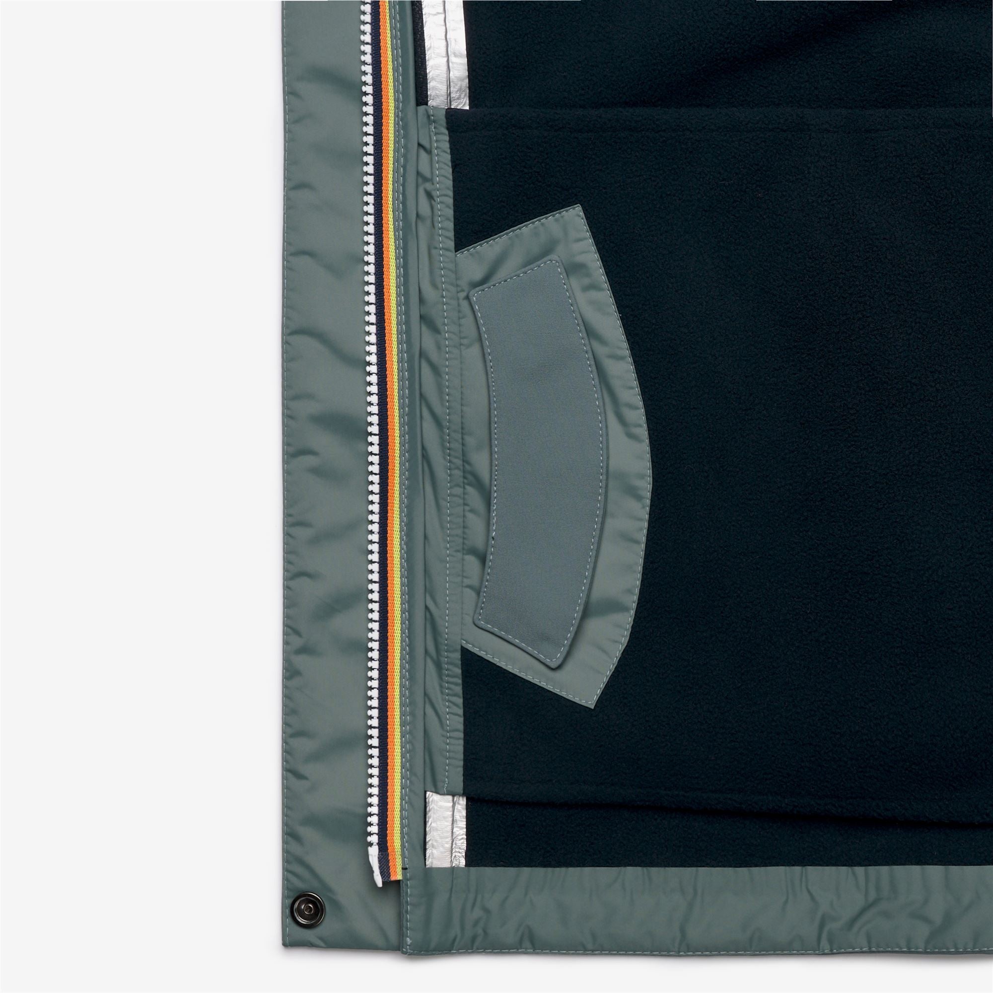k-way-bleizou-bonded-trench-court-femme-green-balsam-blue-depth image 7