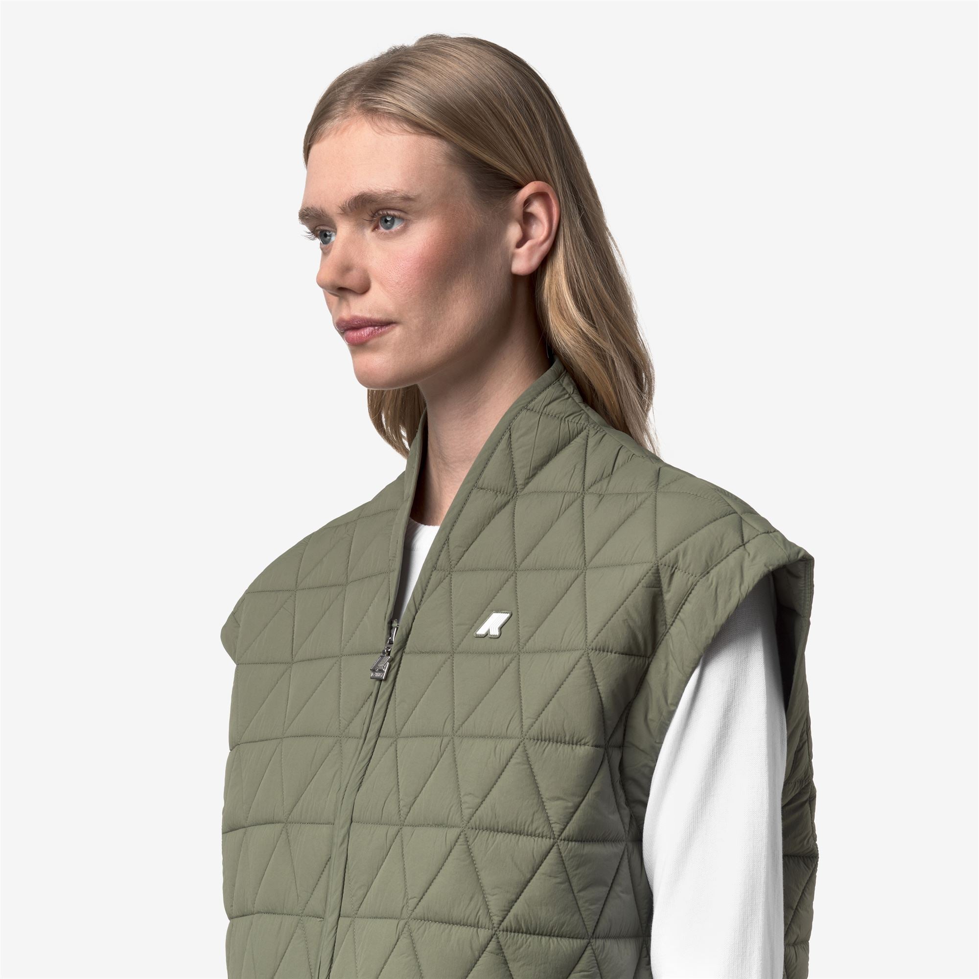 k-way-saloire-diamond-quilted-warm-af-gilet-femme-green-lichen image 4