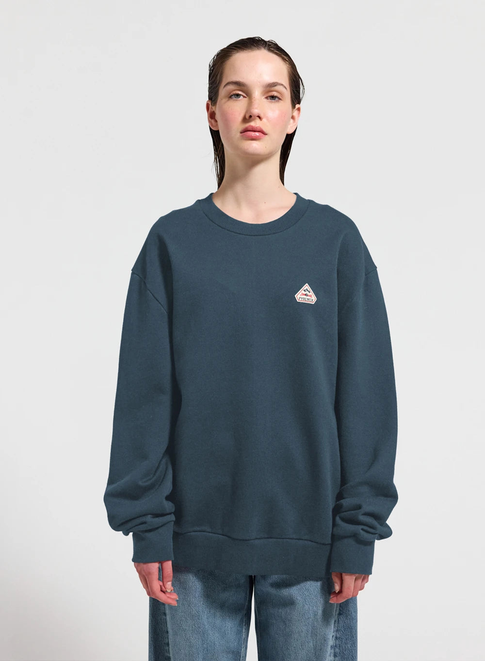pyrenex-phase-sweat-col-rond-unisexe-bleu-azur-en-coton-bio image 1