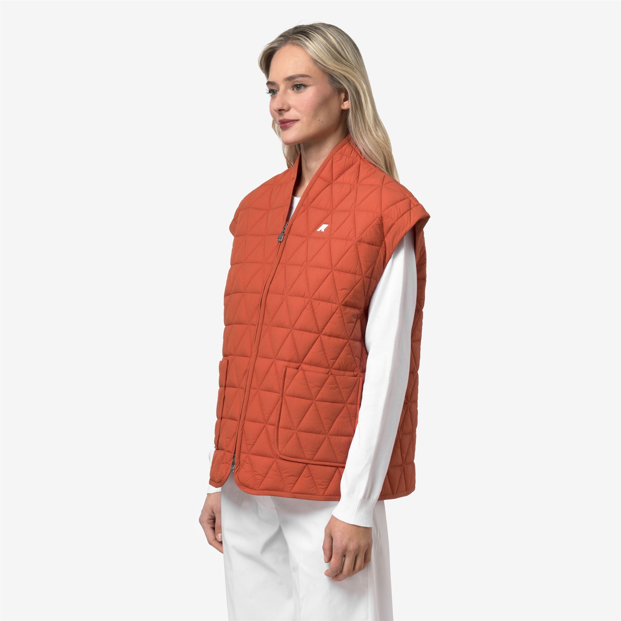 k-way-saloire-diamond-quilted-warm-gilet-veste-femme-orange-brownish image 2