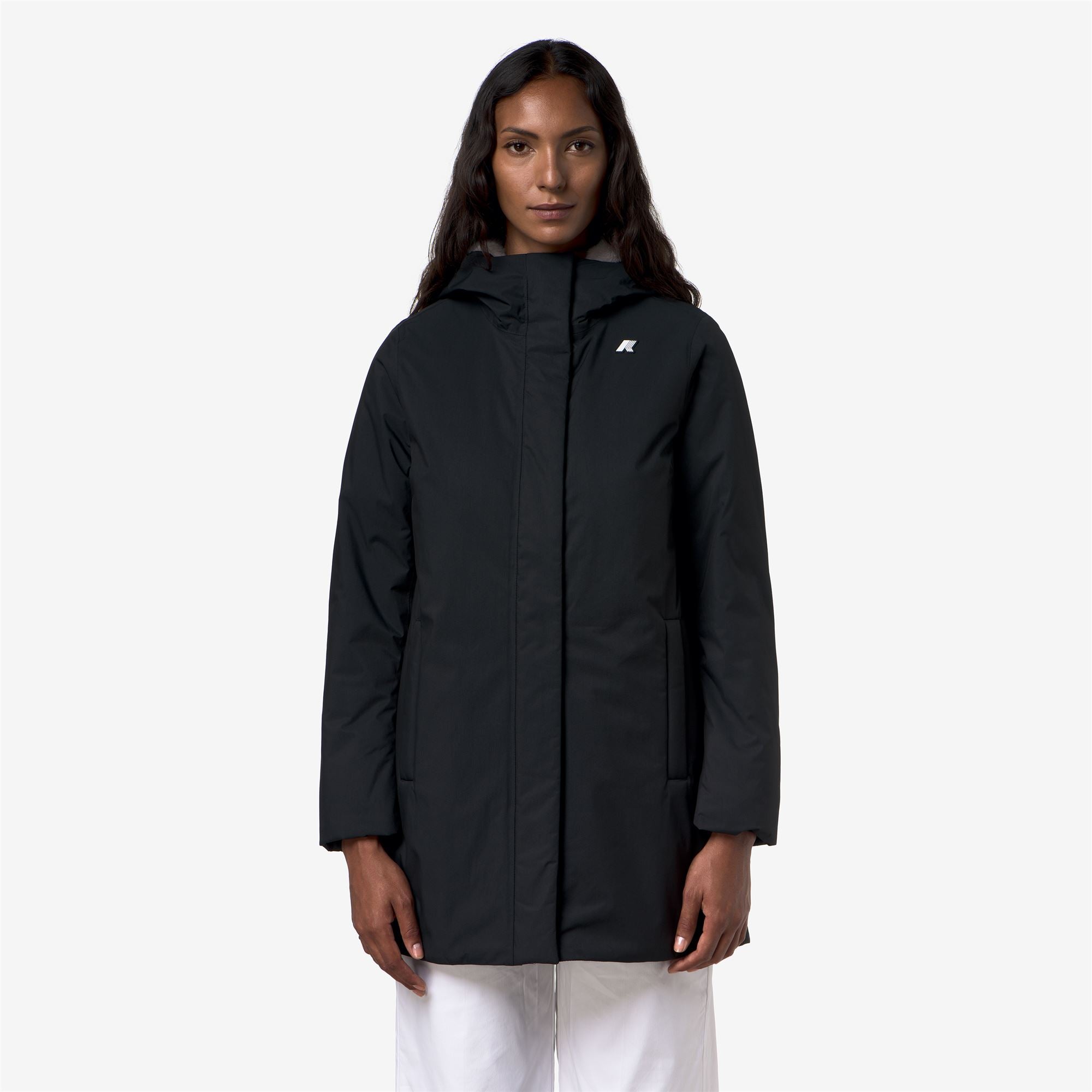 k-way-sophie-twill-soft-beaver-veste-3-4-femme-black-pure-grey-warm image 1