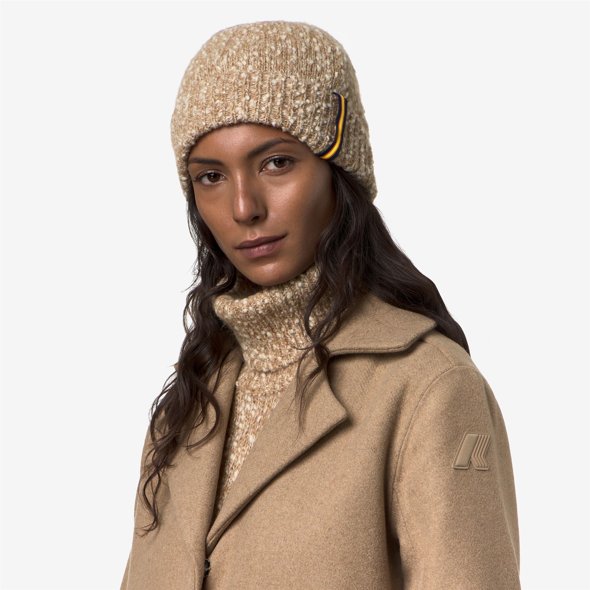 k-way-cocoune-coccola-yarn-bonnet-femme-brown-white image 1