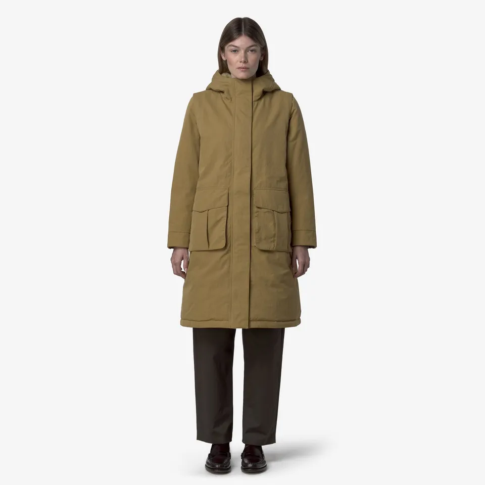 k-way-brunil-cotton-feel-parka-longue-femme-beige-seed-beige-fur image 1