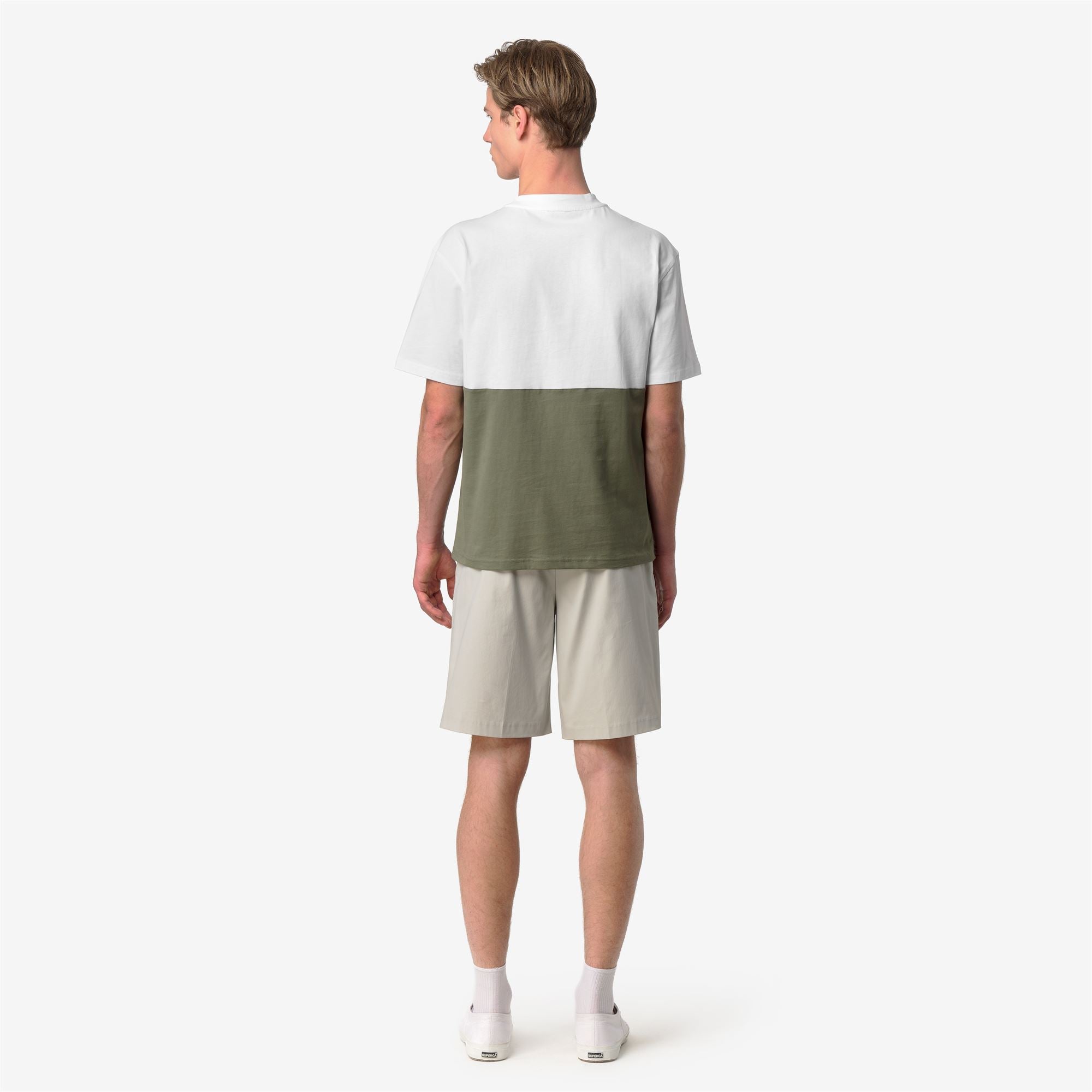 k-way-solo-jersey-colorblock-t-shirt-homme-green-lichen-white image 3