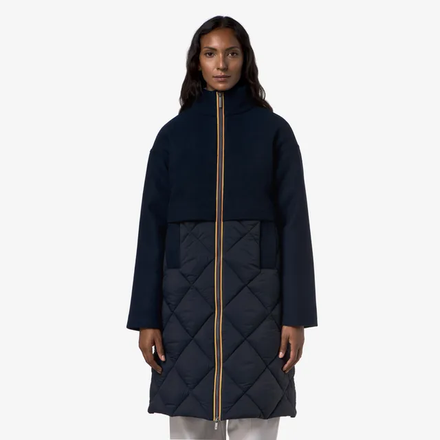 k-way-mindy-wool-nylon-warm-manteau-3-4-femme-blue-depth image 1