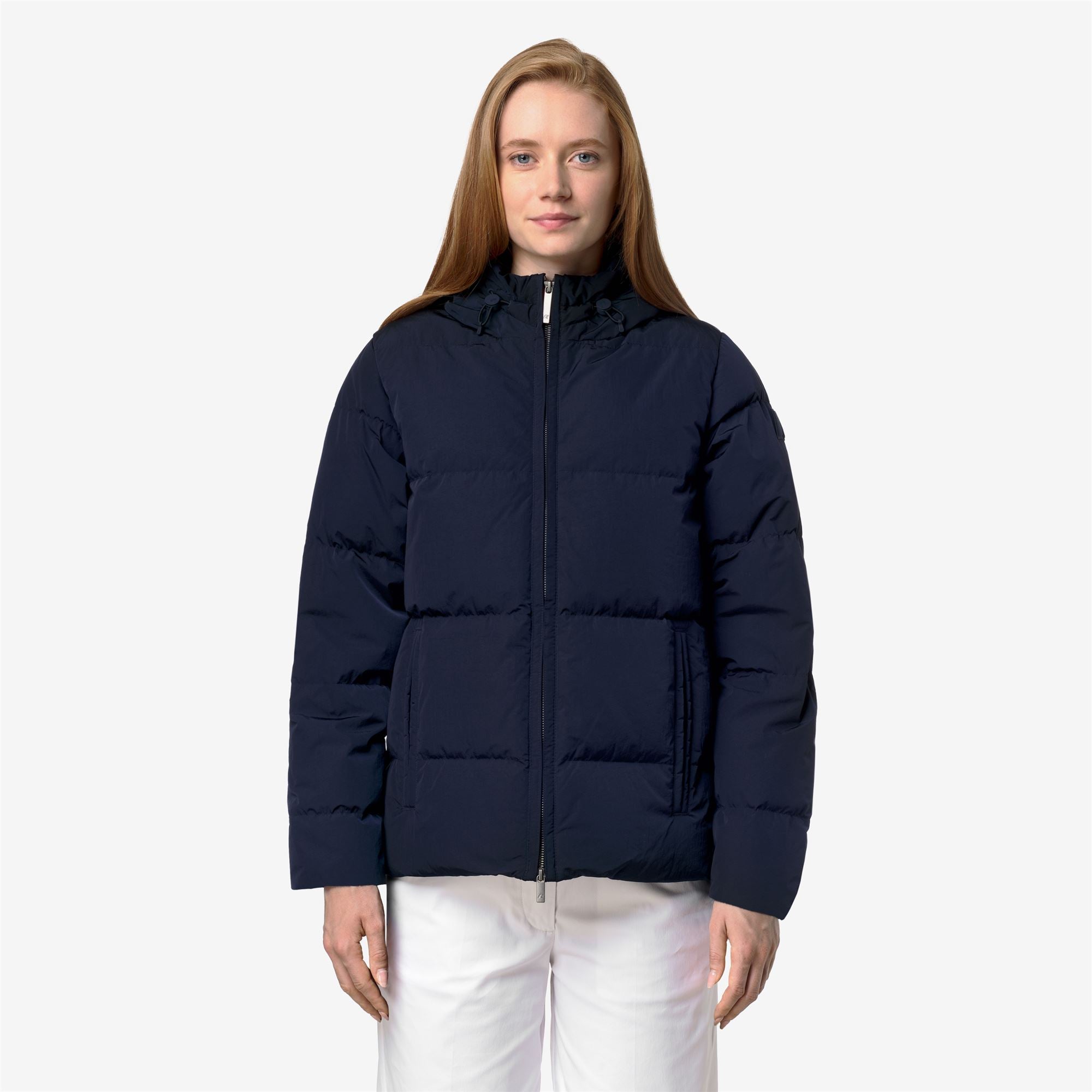 k-way-donna-shiny-nylon-fur-doudoune-court-femme-blue-depth image 1