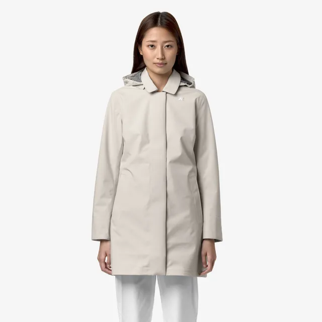 k-way-mathy-bonded-jersey-veste-mi-longue-type-trench-femme-beige-lt image 1