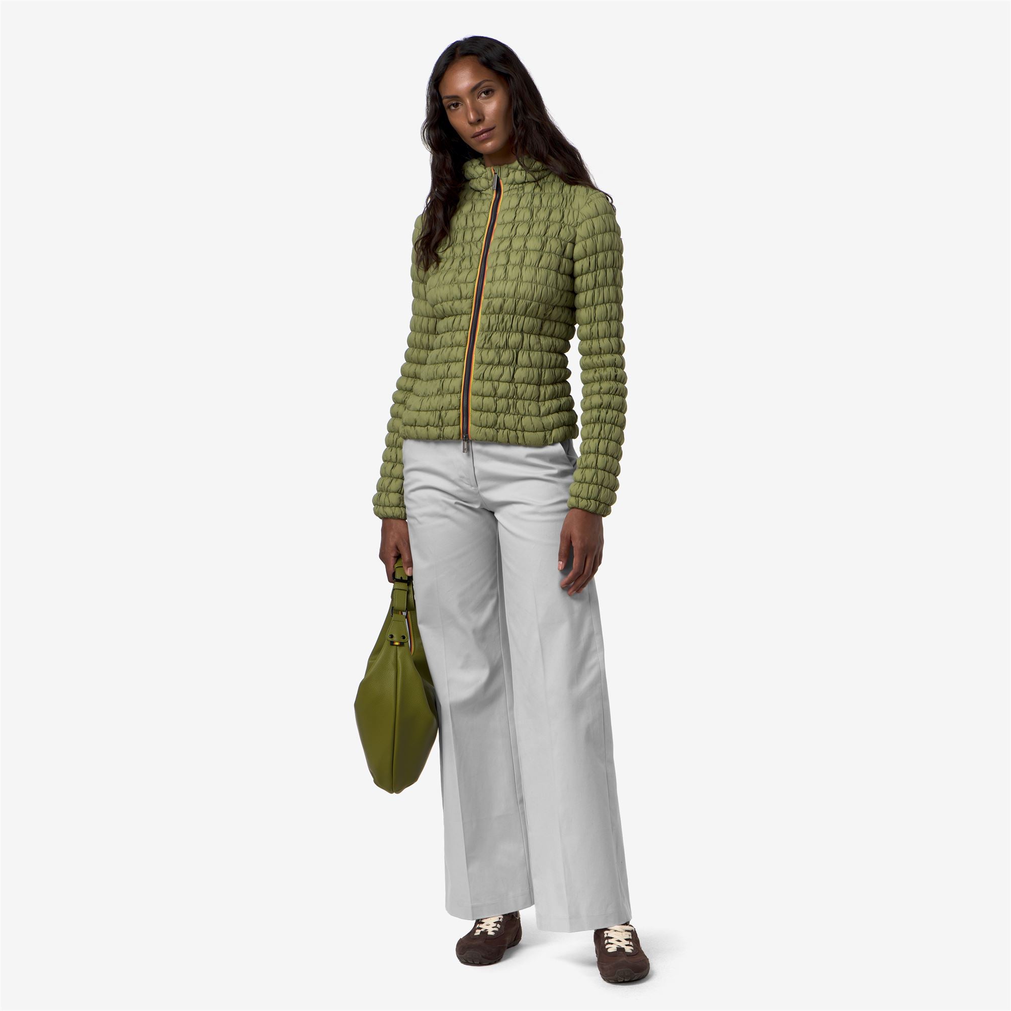 k-way-shyda-tech-warm-doudoune-courte-femme-green-gold image 4