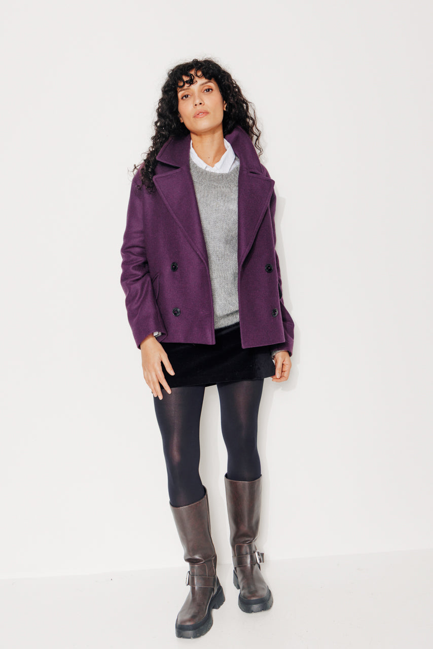 trench-coat-murier-manteau-court-oversize-gabardine-laine-recycl-e-violet image 1