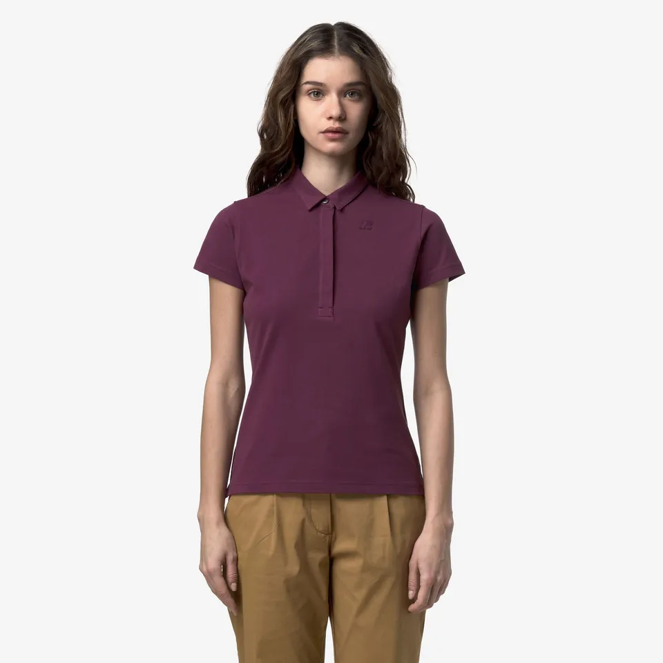 k-way-amedea-pique-slim-polo-femme-violet-mauve-wine image 1