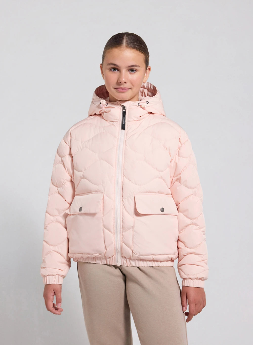 pyrenex-beille-doudoune-bomber-capuche-enfant-rose-clair image 1