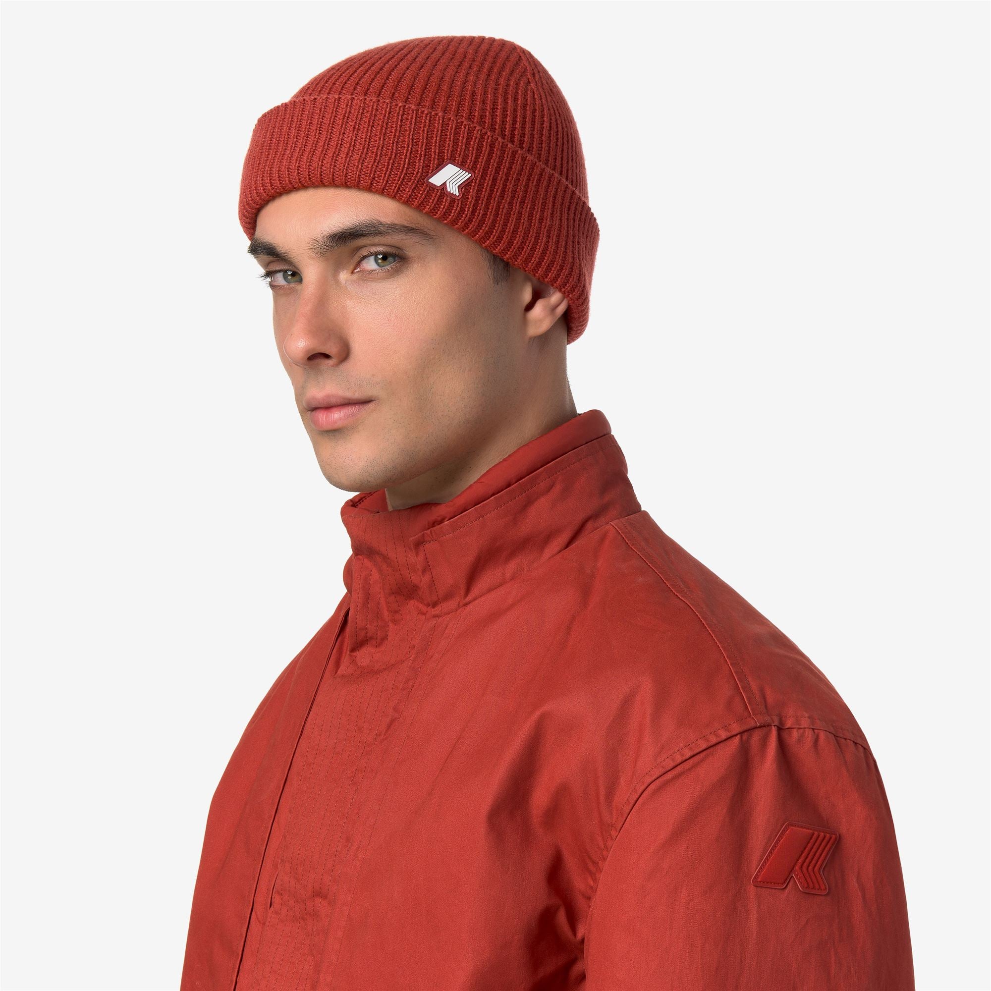 k-way-brice-cardigan-stitch-wool-bonnet-unisexe-rouge-chili image 1