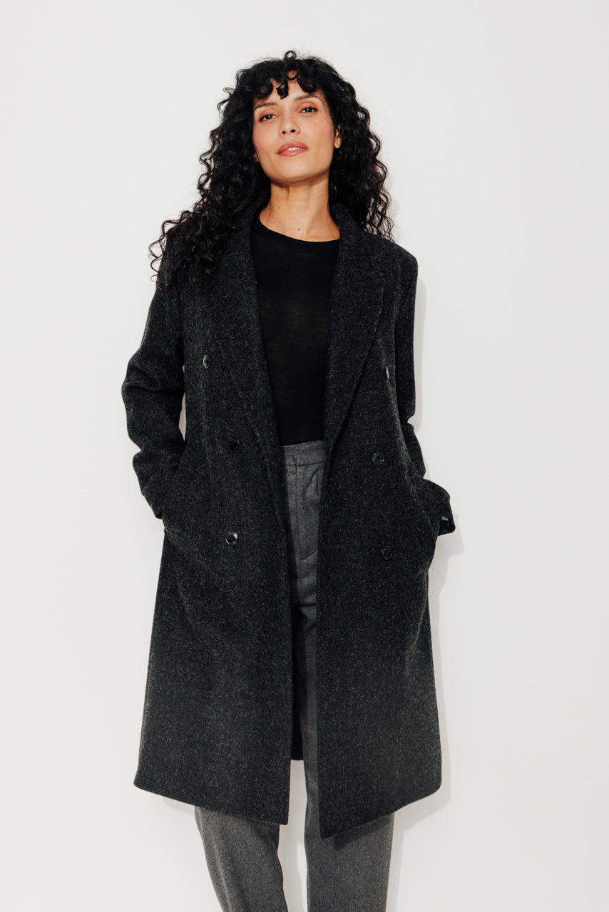 trench-coat-peuplier-manteau-mi-long-drap-de-laine-shetland-gris-fonc image 2