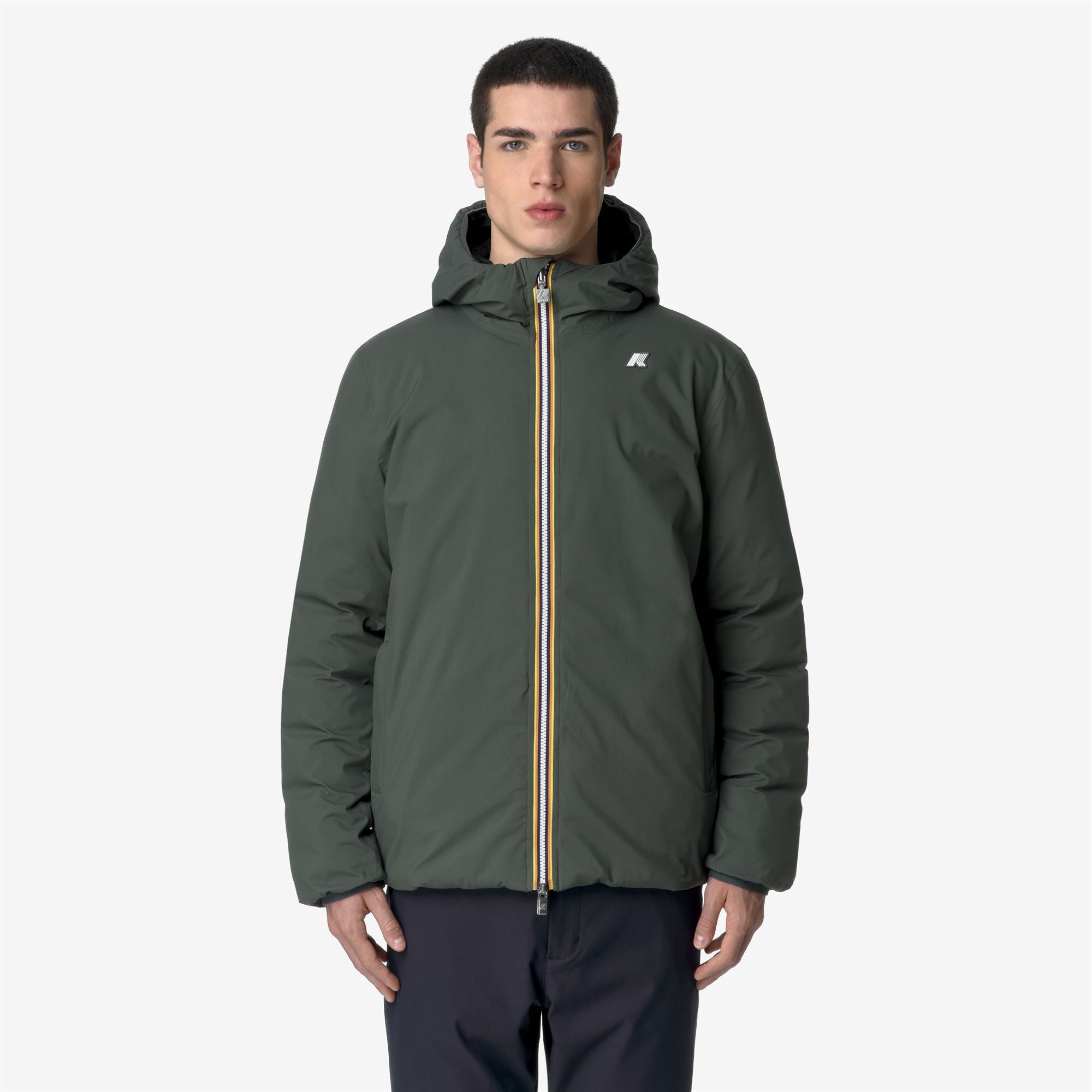 k-way-jack-st-thermo-double-veste-court-r-versible-homme-green-blackish-black-pu image 1