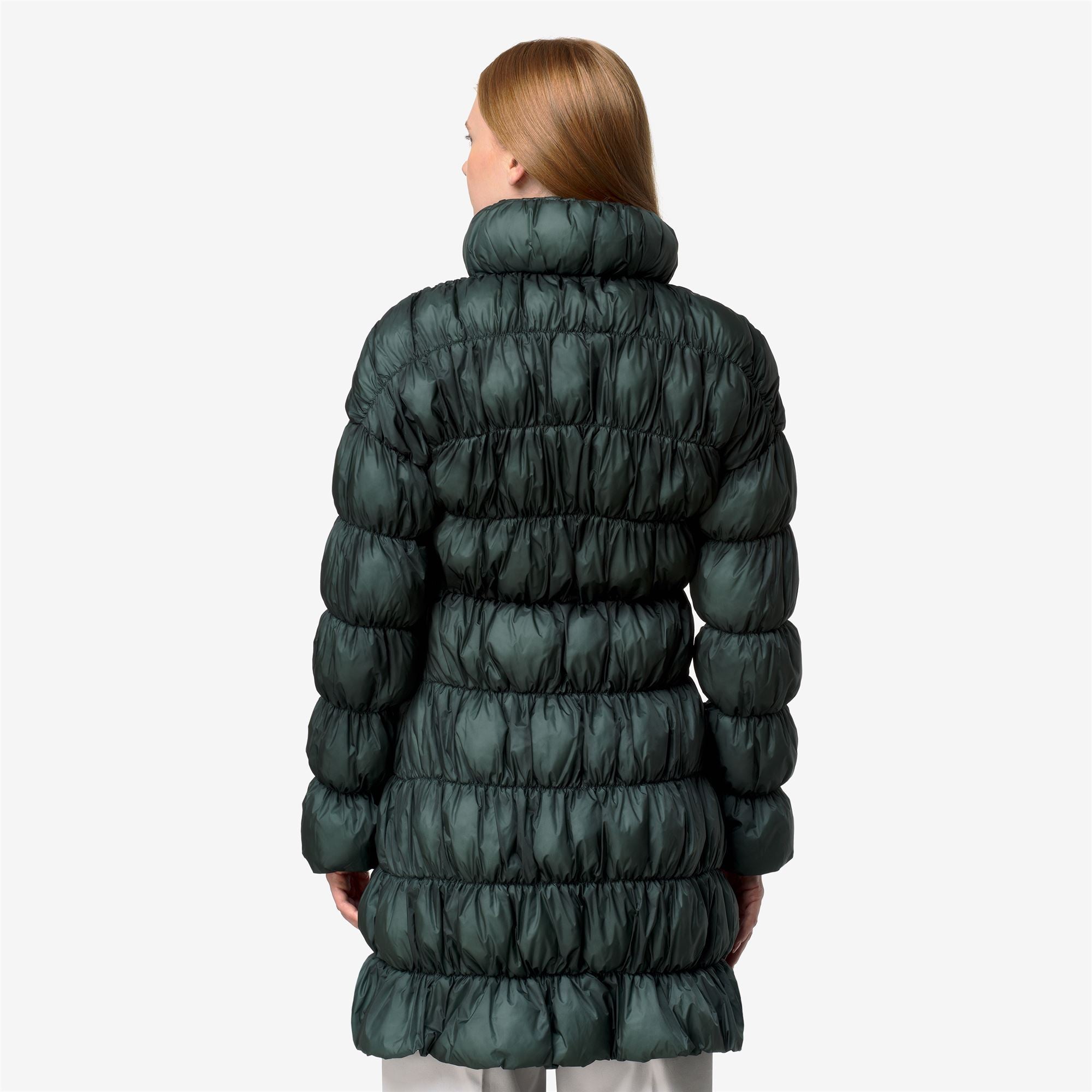 k-way-jin-maxi-ruffles-veste-longue-femme-green-balsam-primaloft image 3