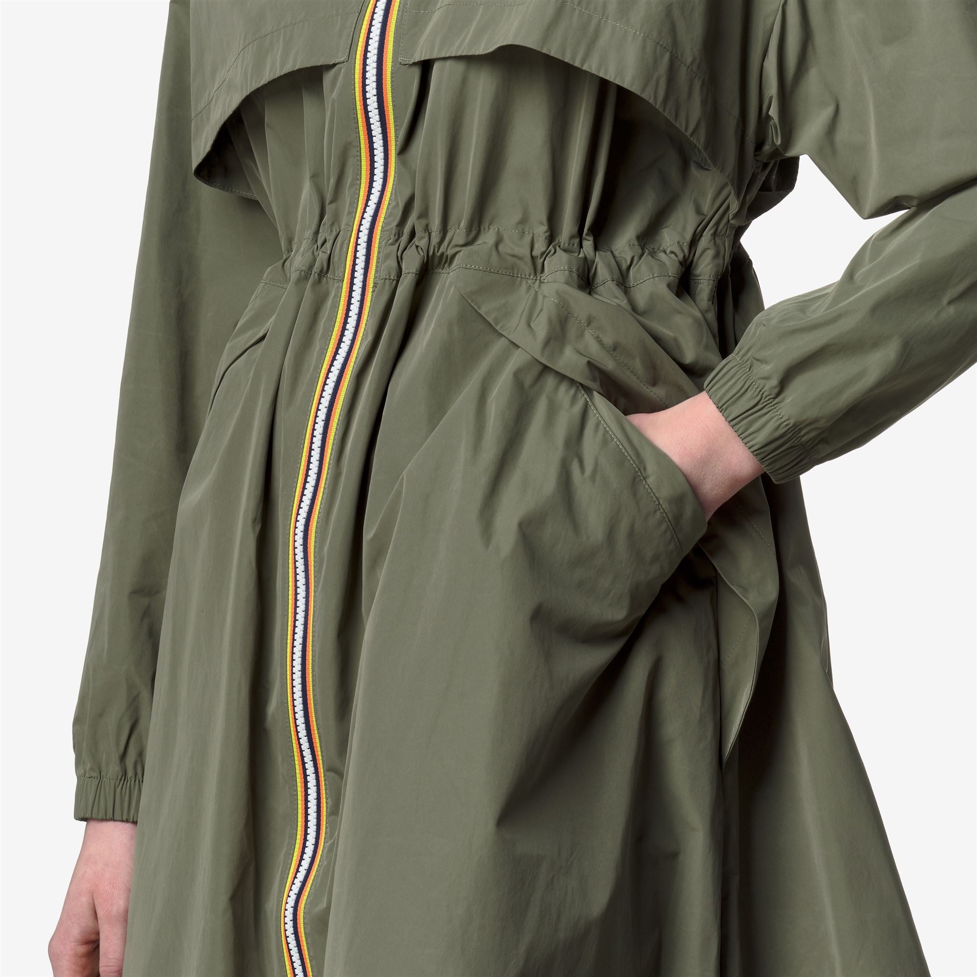 k-way-aube-memory-touch-veste-longue-femme-green-lichen image 4