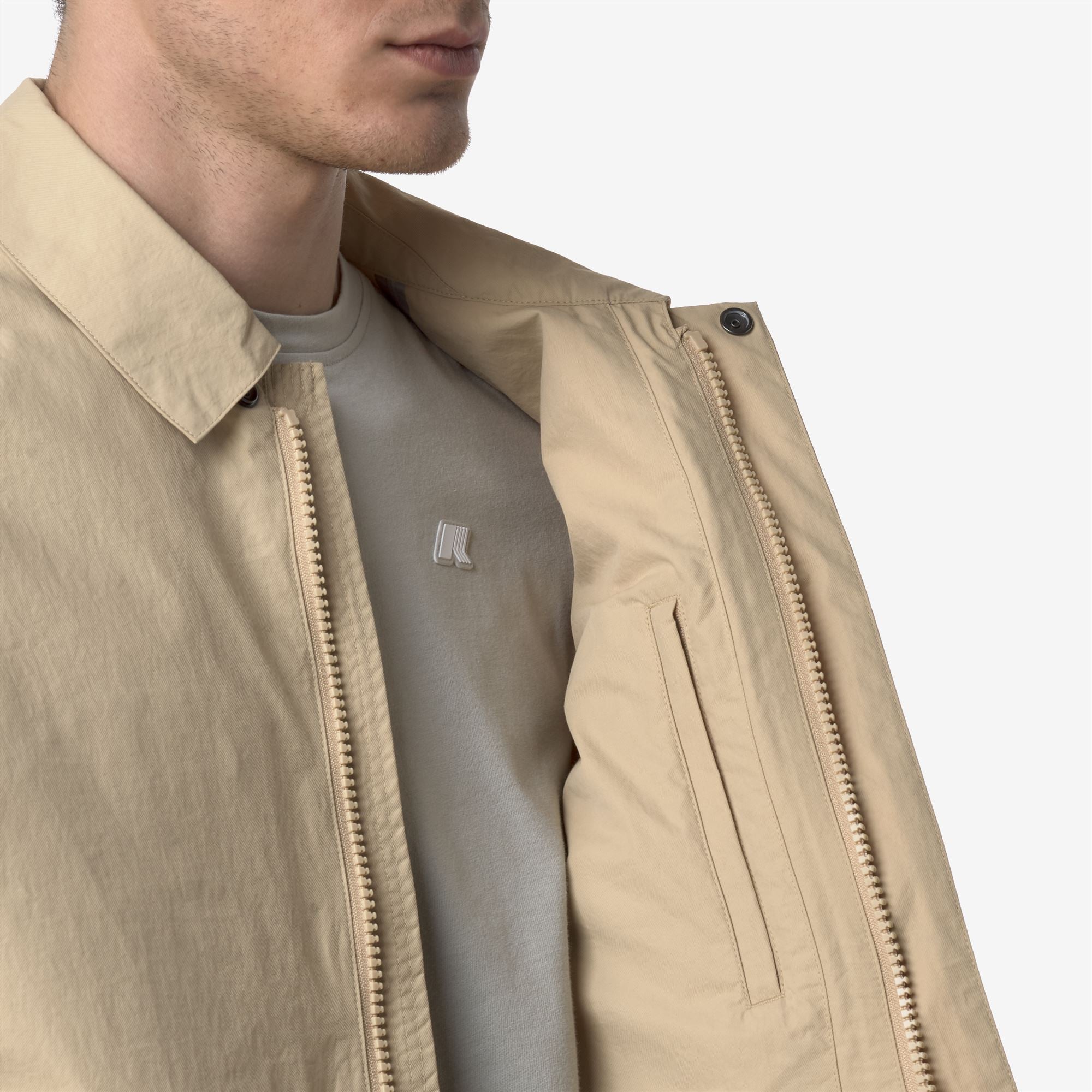 k-way-broen-cotton-nylon-veste-court-homme-beige-rope image 4