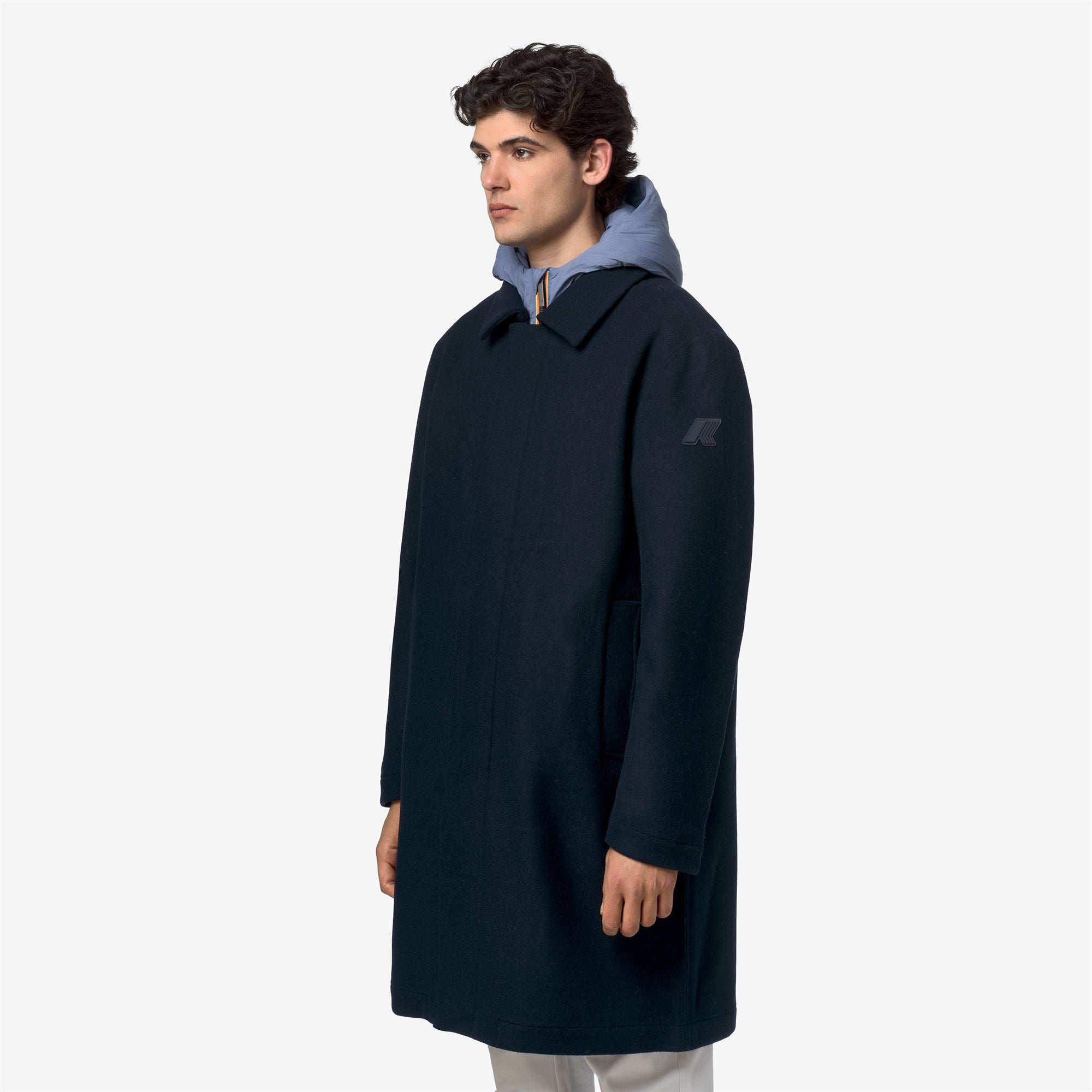 k-way-poirol-wool-nylon-manteau-3-4-homme-blue-depth-blue-wild image 2