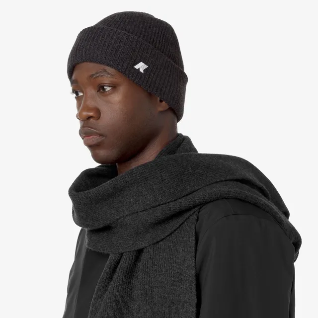 k-way-brice-cardigan-stitch-wool-bonnet-unisexe-black-pure-melange image 1