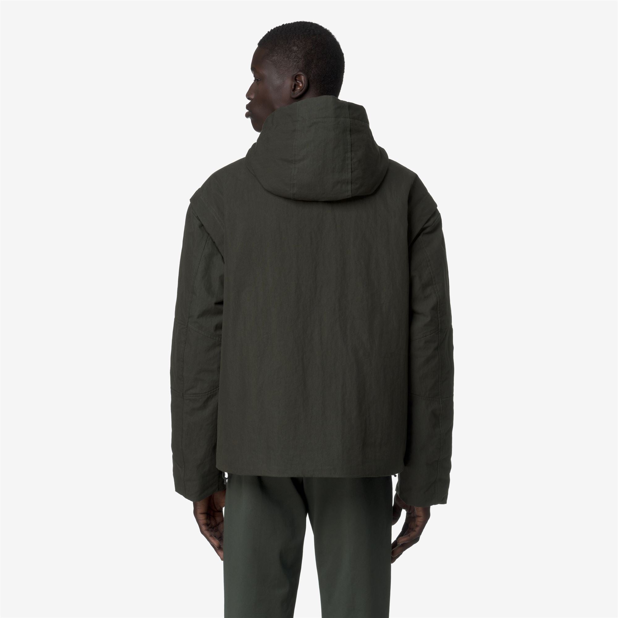 k-way-guillermo-cotton-feel-parka-court-homme-green-blackish-combo image 3